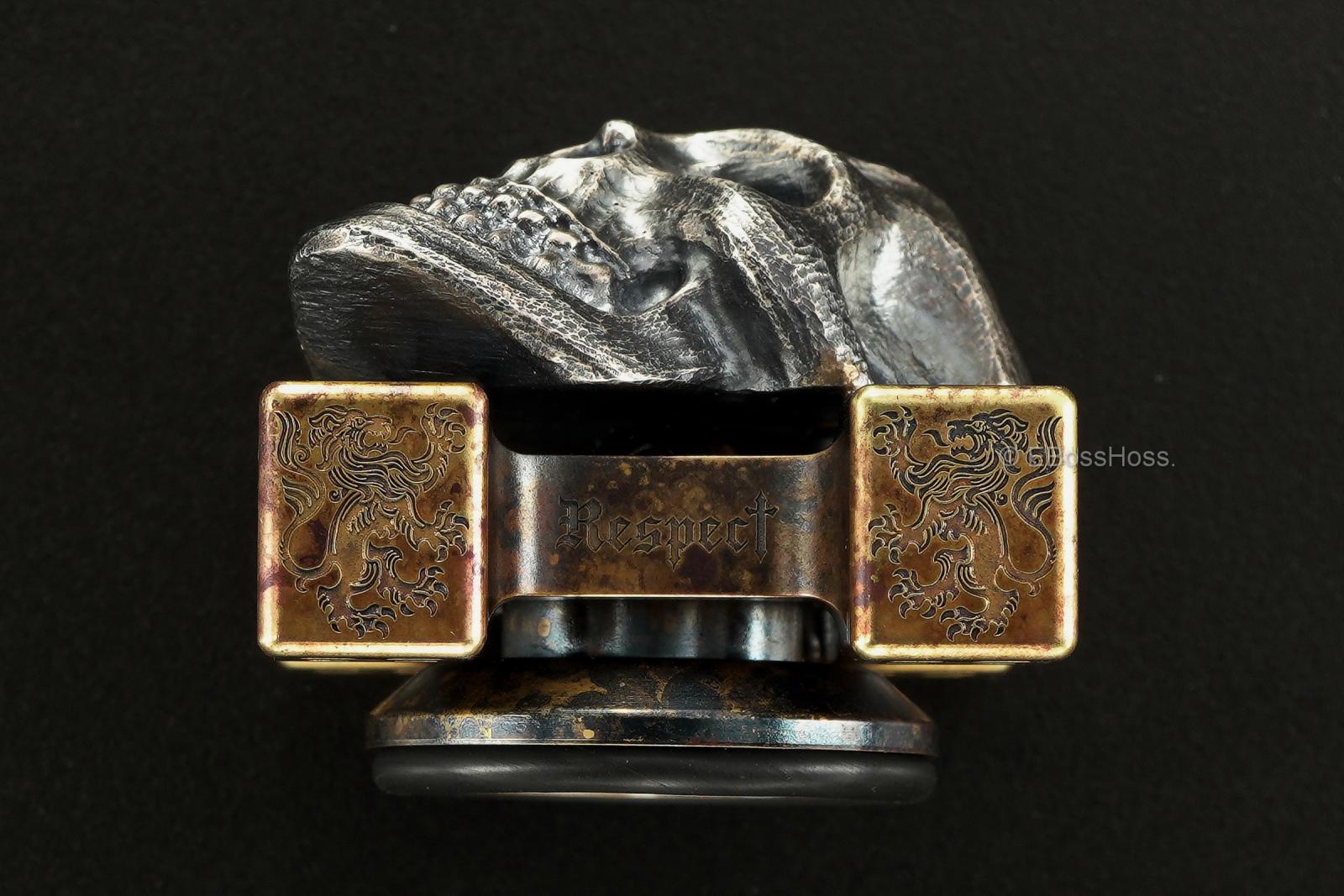 Steel Flame Giant Darkness Skull SLEDGE Ring Spin with XL 3-D Warrior Skull Slug