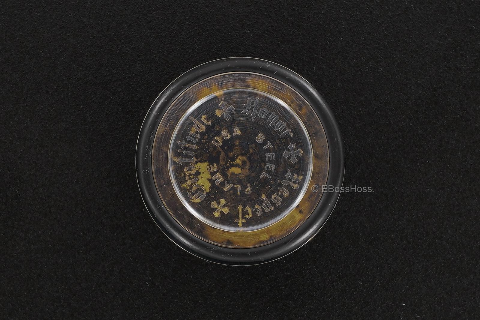 Steel Flame Cog Ring-Spin w/ an XL 3-D Hand-Stippled Silver Dog-Paw Slug