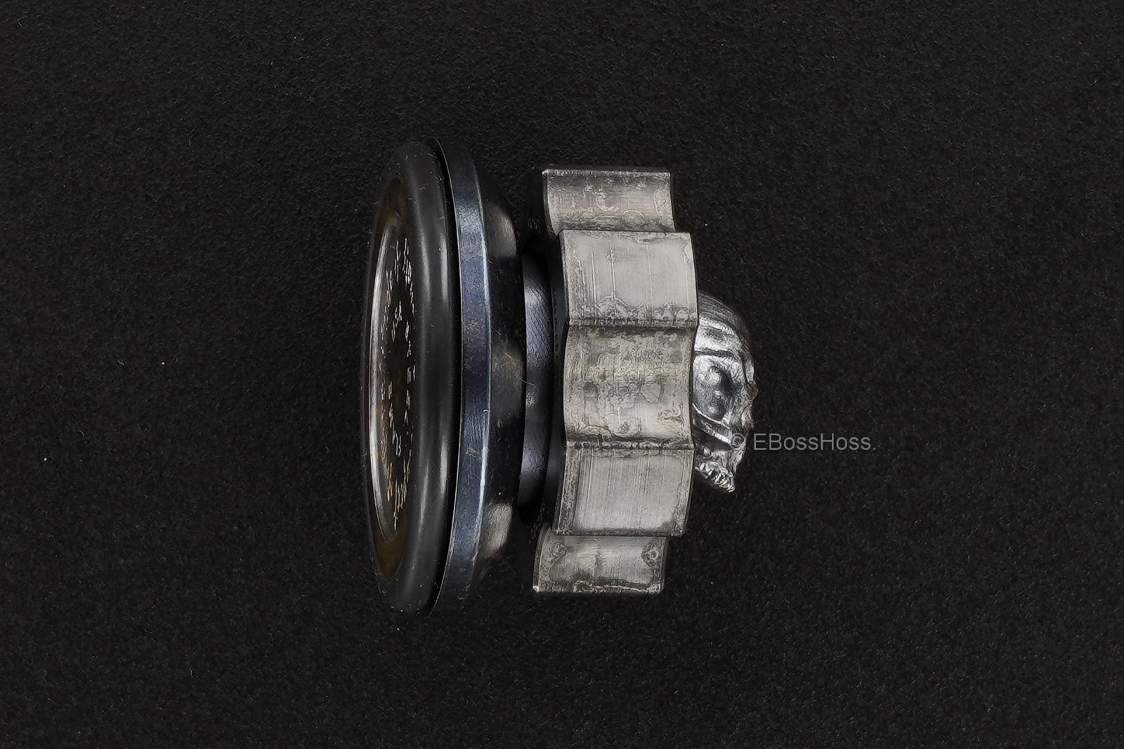 Steel Flame Cog Ring-Spin w/ an XL 3-D Hand-Stippled Silver Dog-Paw Slug