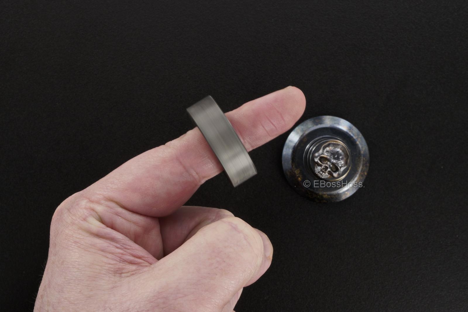 Steel Flame Cog Ring-Spin w/ an XL 3-D Hand-Stippled Silver Dog-Paw Slug