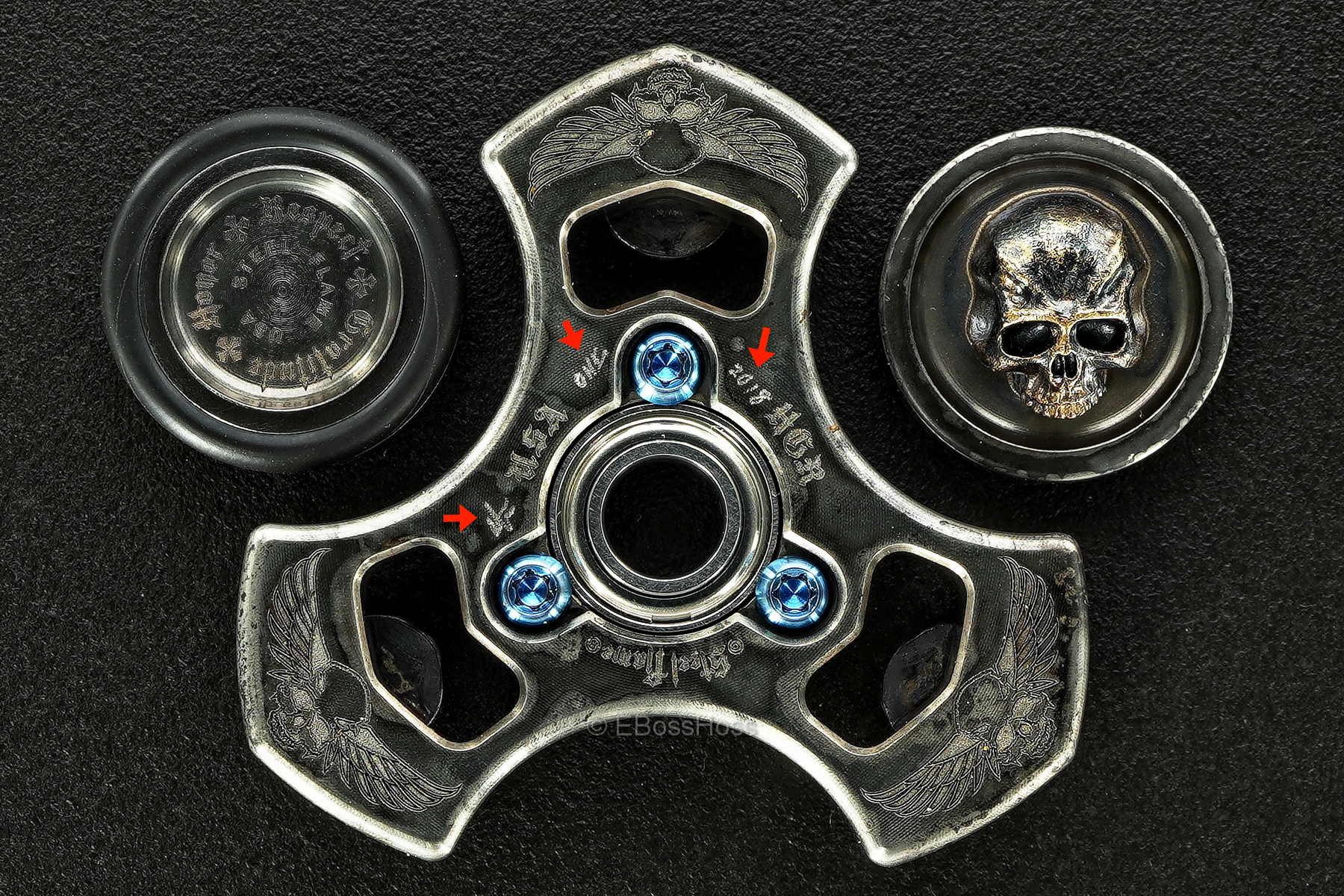 Steel Flame Signed ONE 3-D Tri Spin and 3-D Button spin