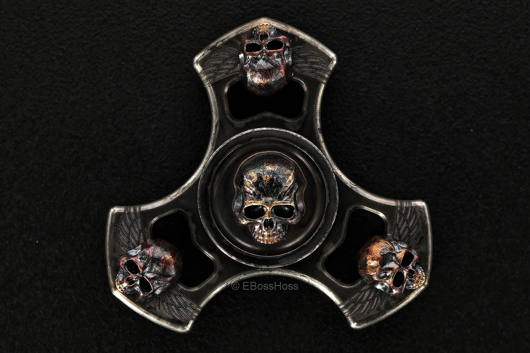 Steel Flame Signed ONE 3-D Tri Spin and 3-D Button spin