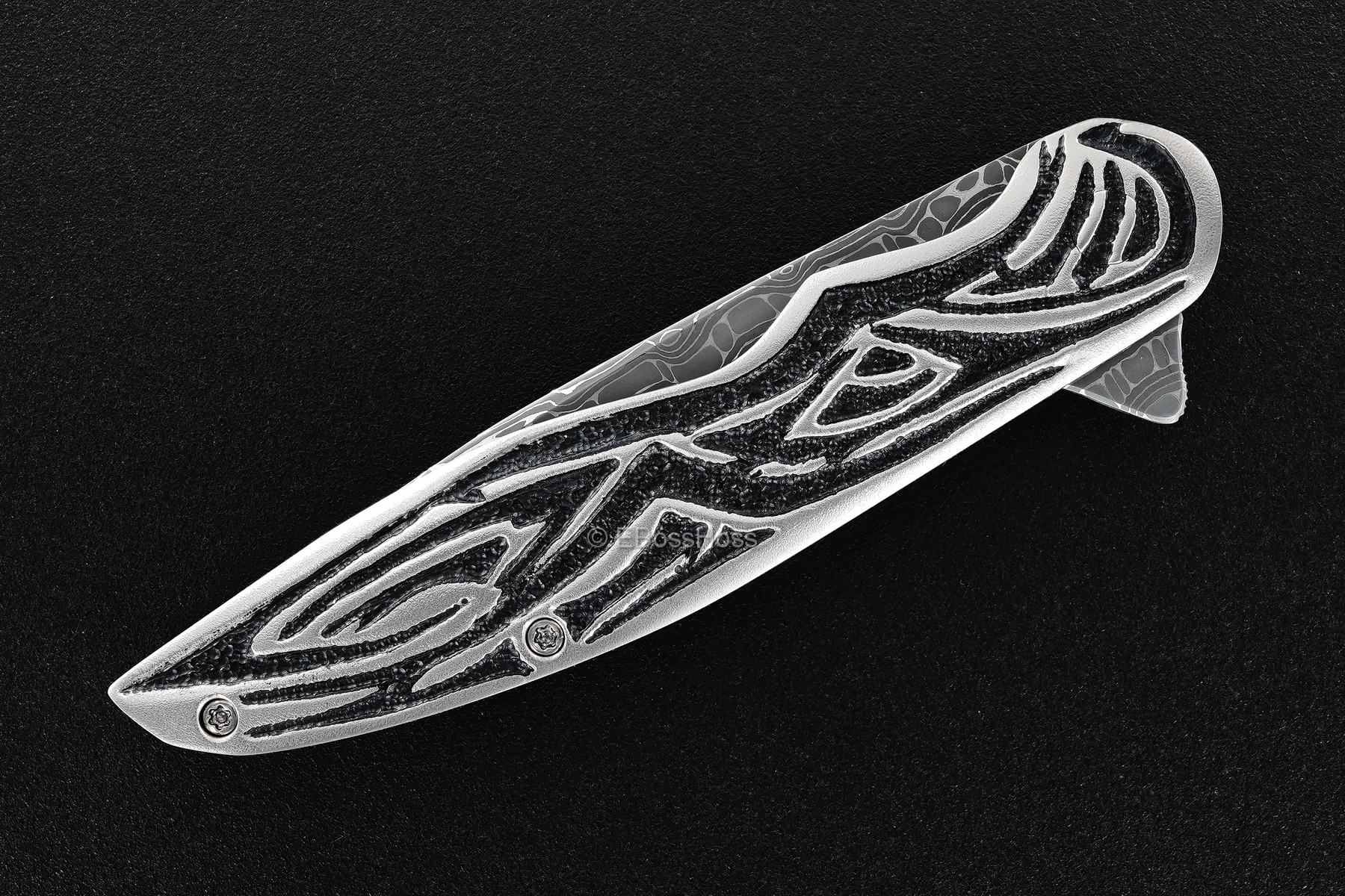 Pat Hammond Custom Tribal-engraved Framelock Flipper