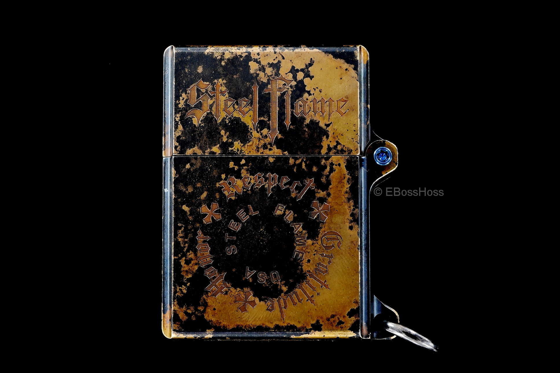 Steel Flame Custom Sledge Lighter ONE - with XXX Darkness Sterling Silver Skull by Derrick Obatake