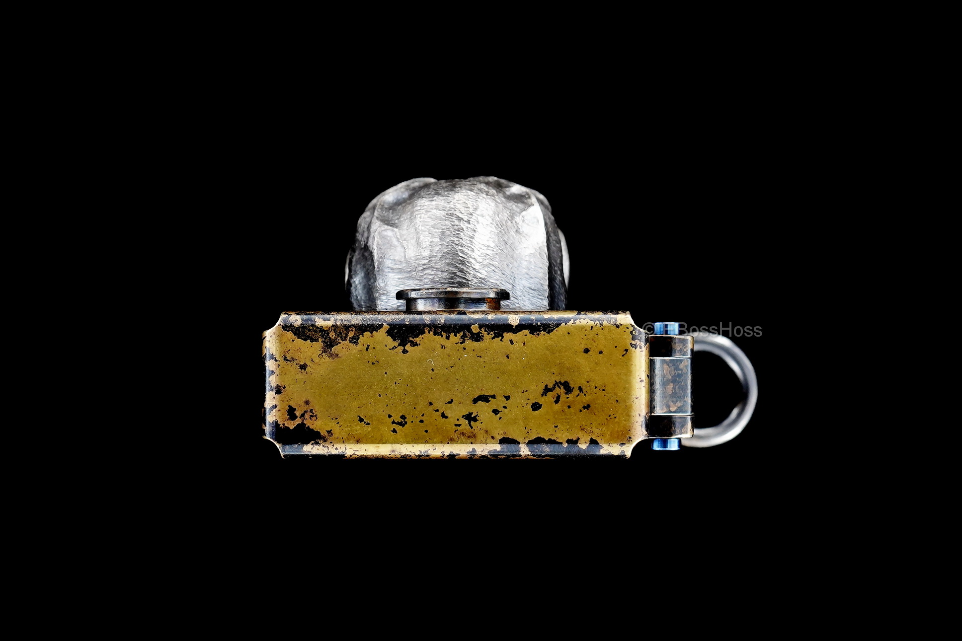 Steel Flame Custom Sledge Lighter ONE - with XXX Darkness Sterling Silver Skull by Derrick Obatake