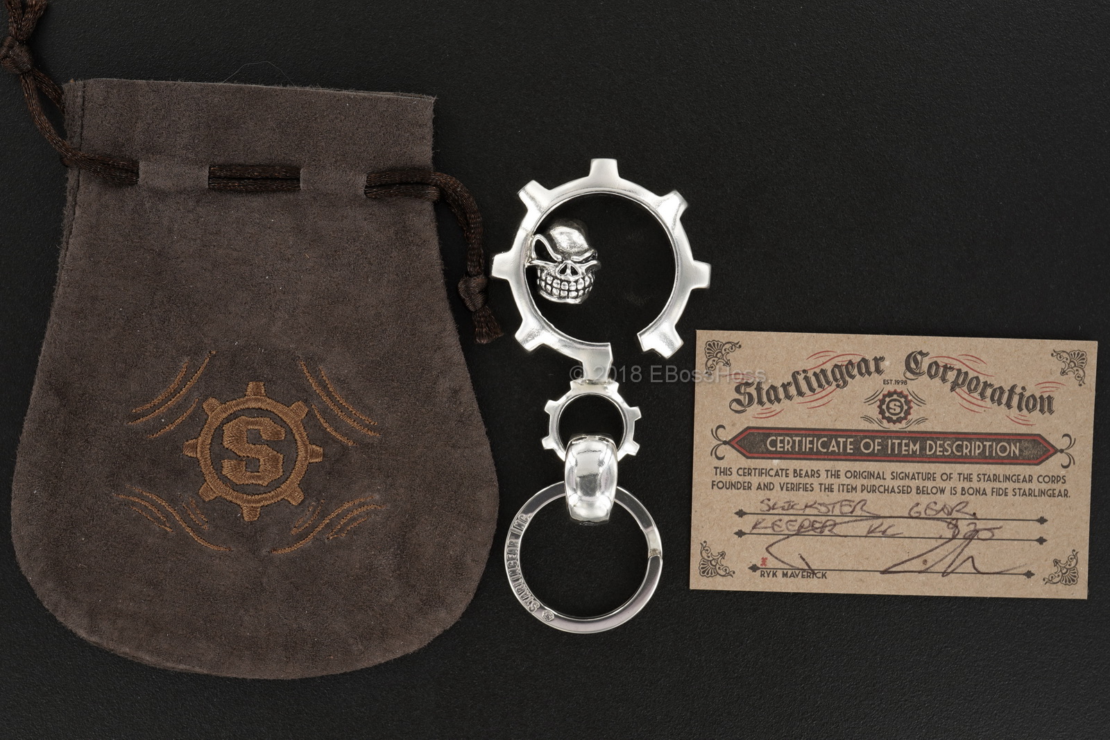 Starlingear Custom Sterling-Silver Slickster-Gear Keeper Key Chain