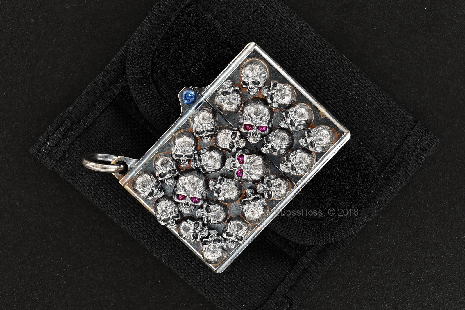 Steel Flame Custom Sledge Lighter - ONE - with Pile of Darkness Skulls in Sterling -- by Derrick Obatake