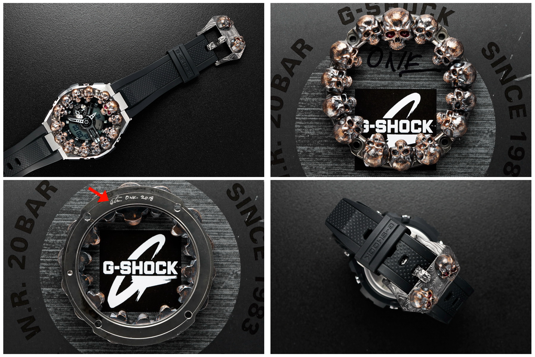 Steel Flame Custom Sledge G-Shock- ONE - with Pile of Darkness Skulls in Bronze-- by Derrick Obatake
