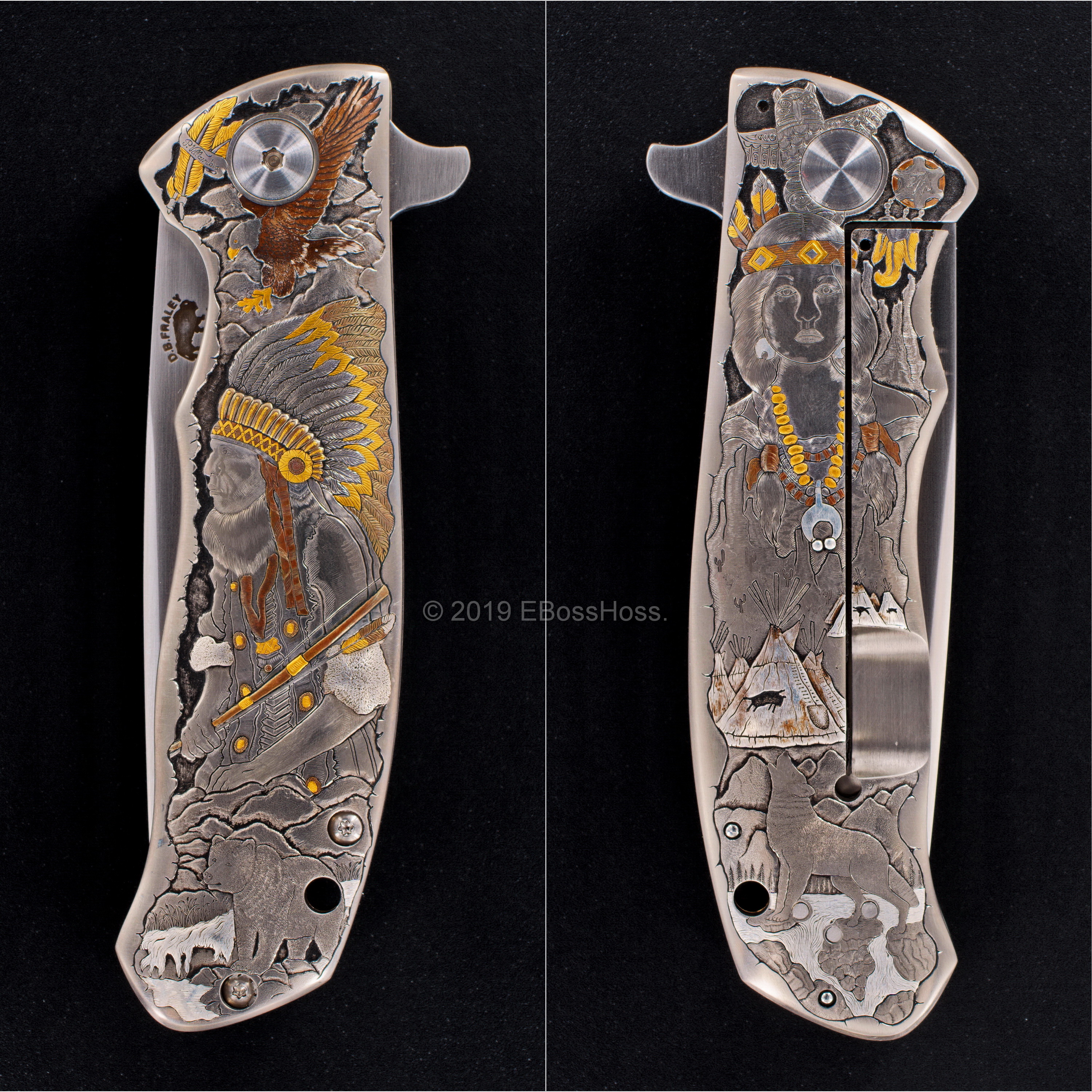 D.B. Fraley Custom Torrent Flipper - Masterfully engraved by Pedro Villarrubia