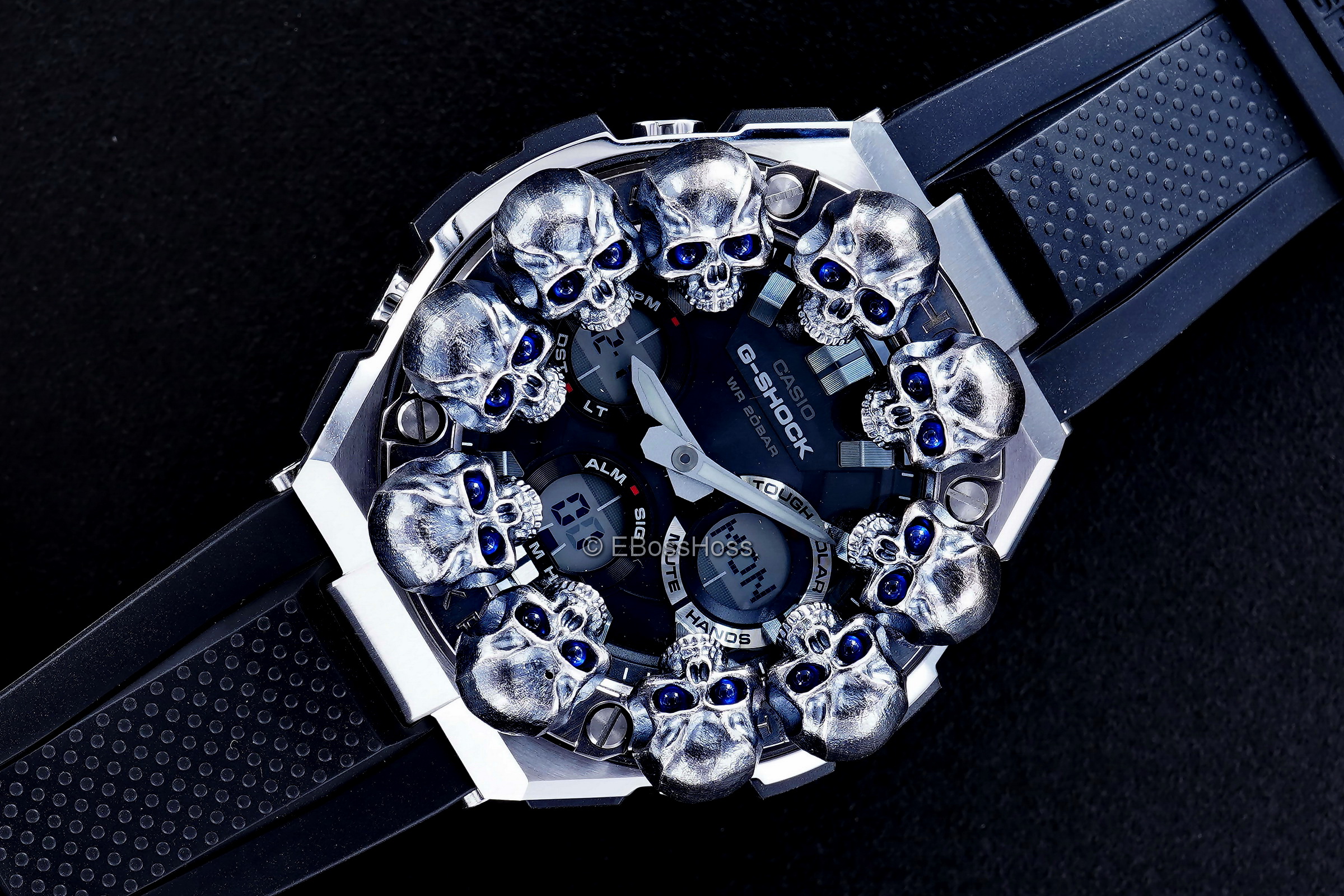 Steel Flame Custom Sterling Silver Warrior Skulls Sledge G-Shock- ONE -- by Derrick Obatake