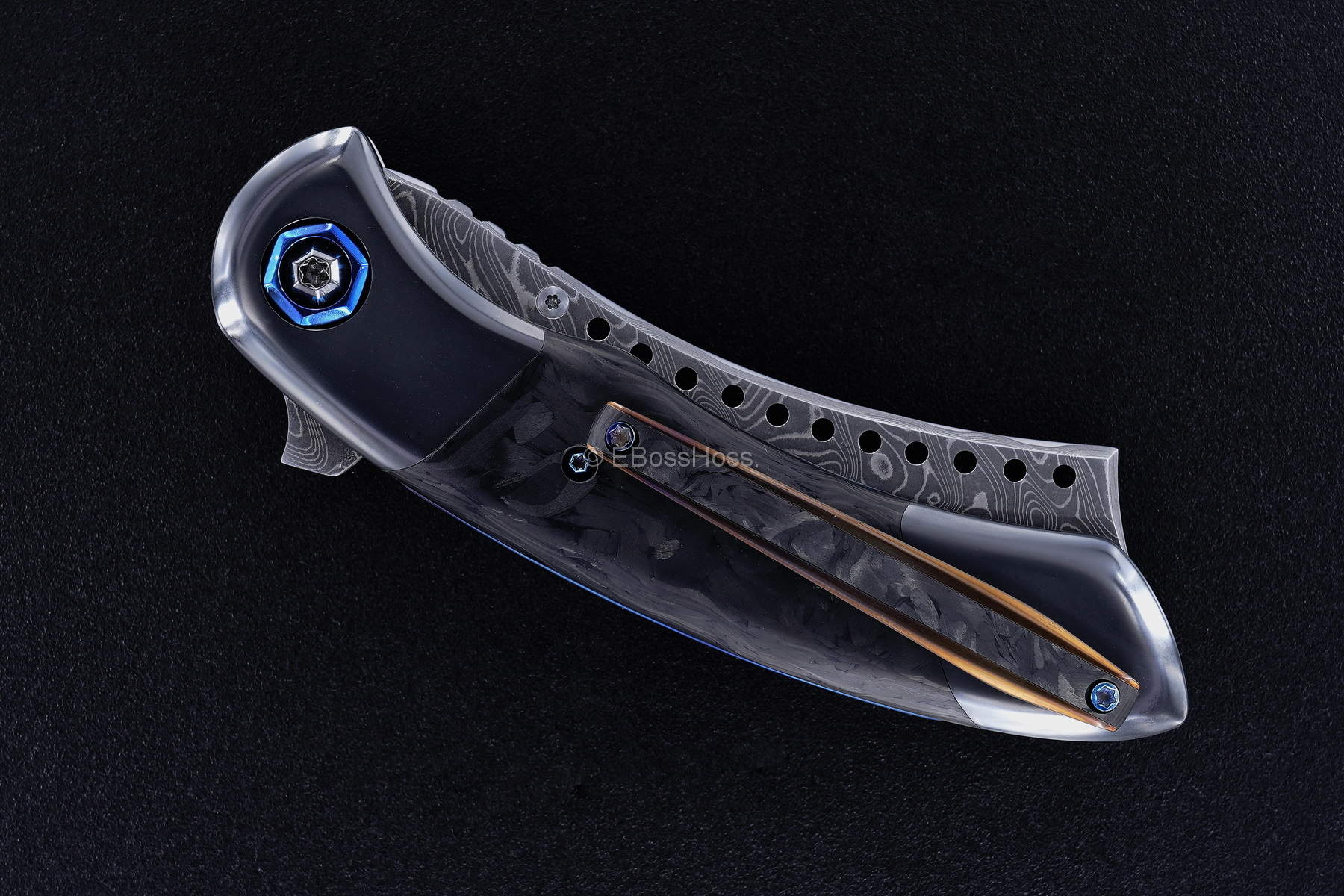 Black Horse Knives Custom Deluxe Black Death Hell Razor Flipper