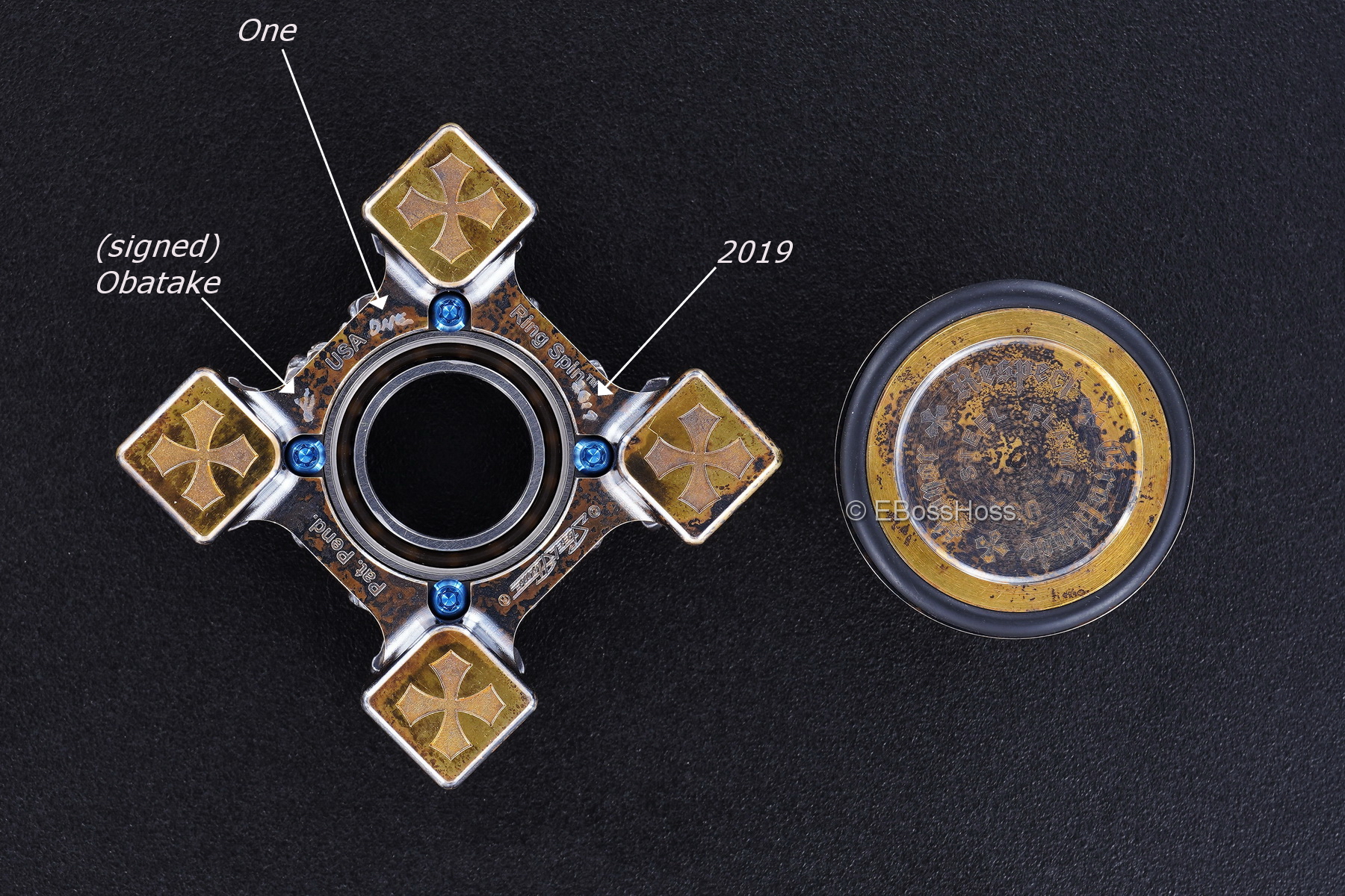 Steel Flame Executive SLEDGE XL 3-D Bronze Pile of Warrior Skulls Ring Spin