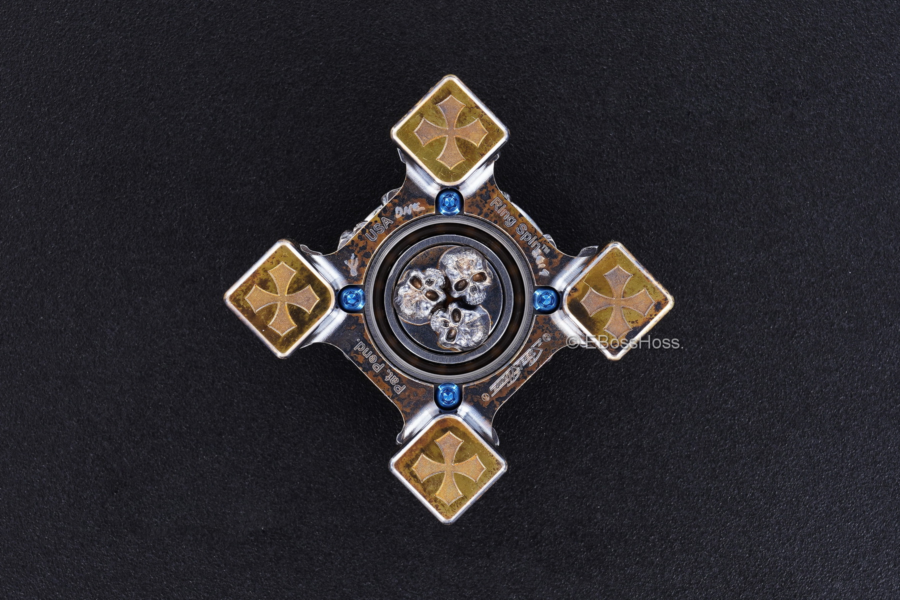 Steel Flame Executive SLEDGE XL 3-D Bronze Pile of Warrior Skulls Ring Spin