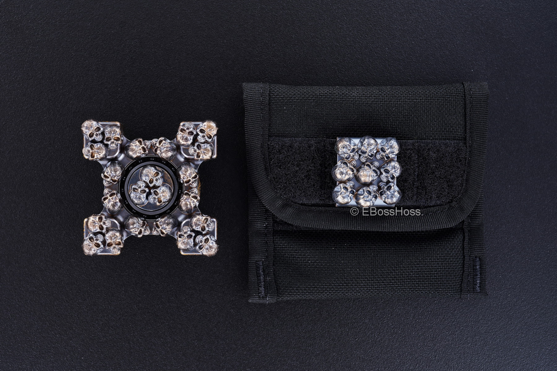 Steel Flame Executive SLEDGE XL 3-D Bronze Pile of Warrior Skulls Ring Spin