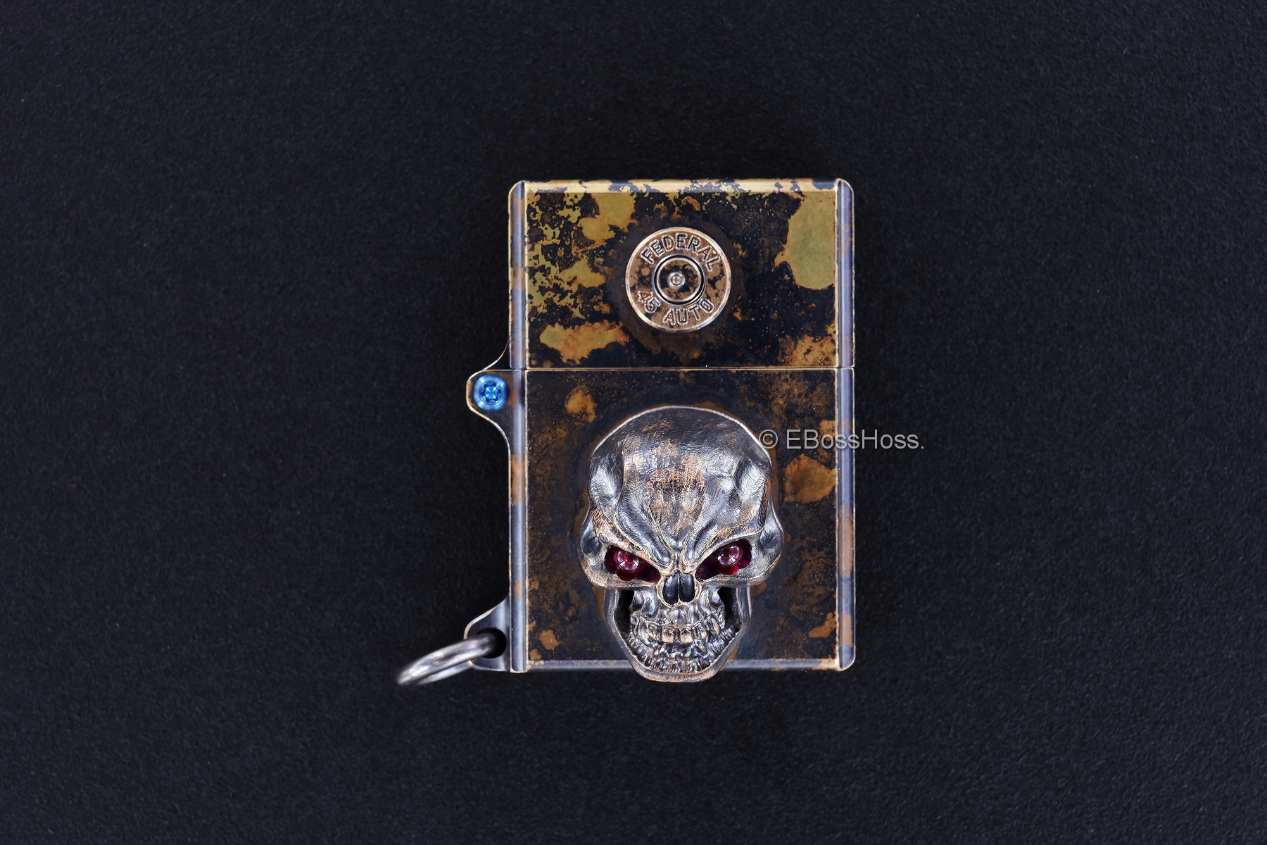 Steel Flame Brass Sledge Lighter - with Bronze XL Hardness Skull