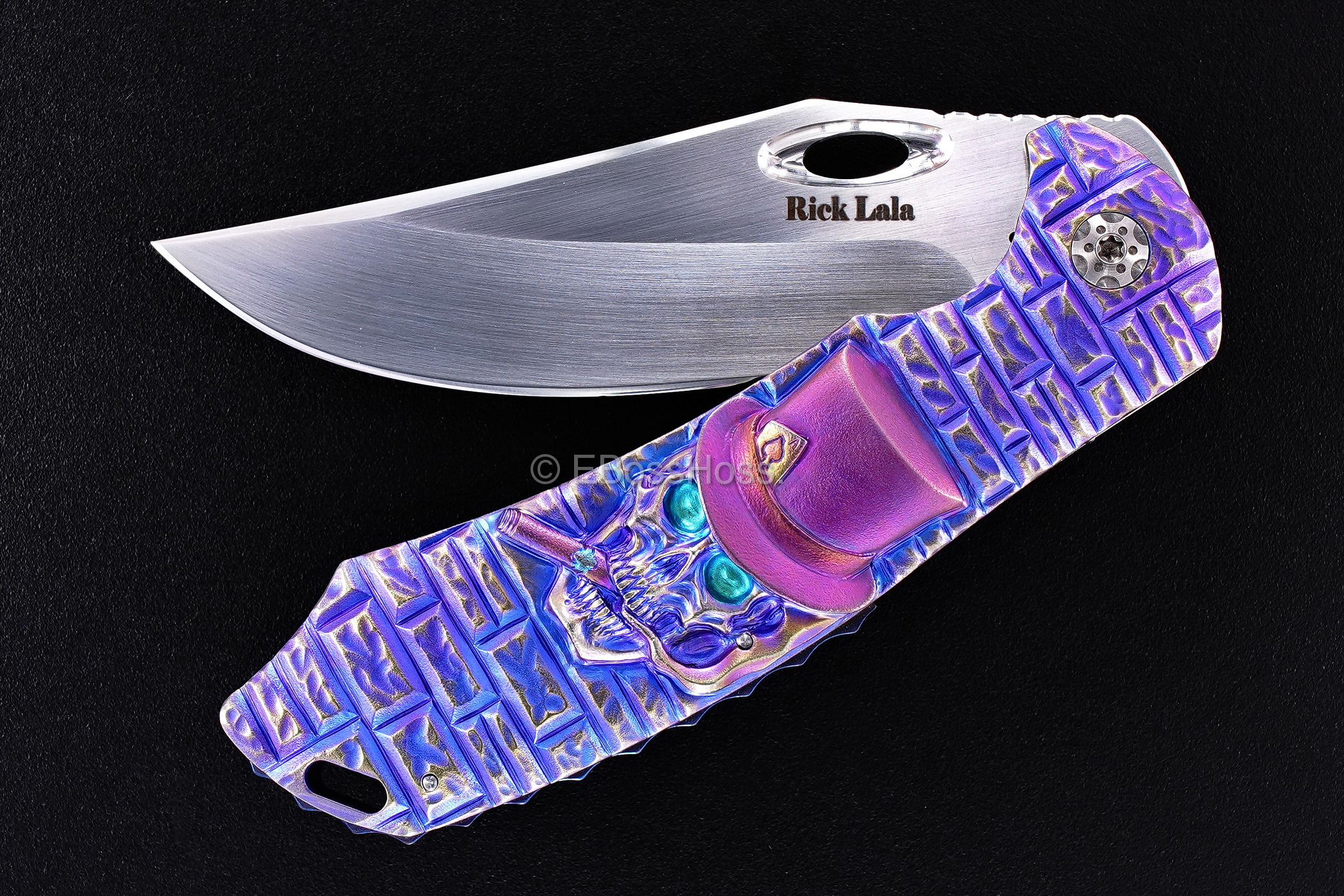 Rick Lala (Korth) Custom Carved Cigar Smoking Skull Phantom XL Flipper