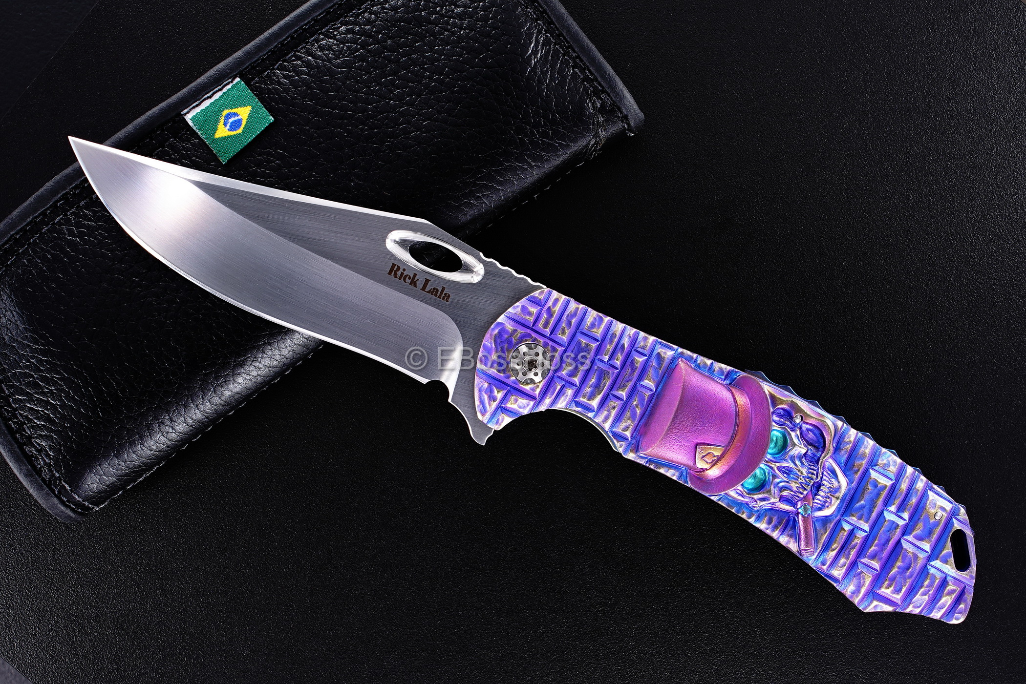 Rick Lala (Korth) Custom Carved Cigar Smoking Skull Phantom XL Flipper