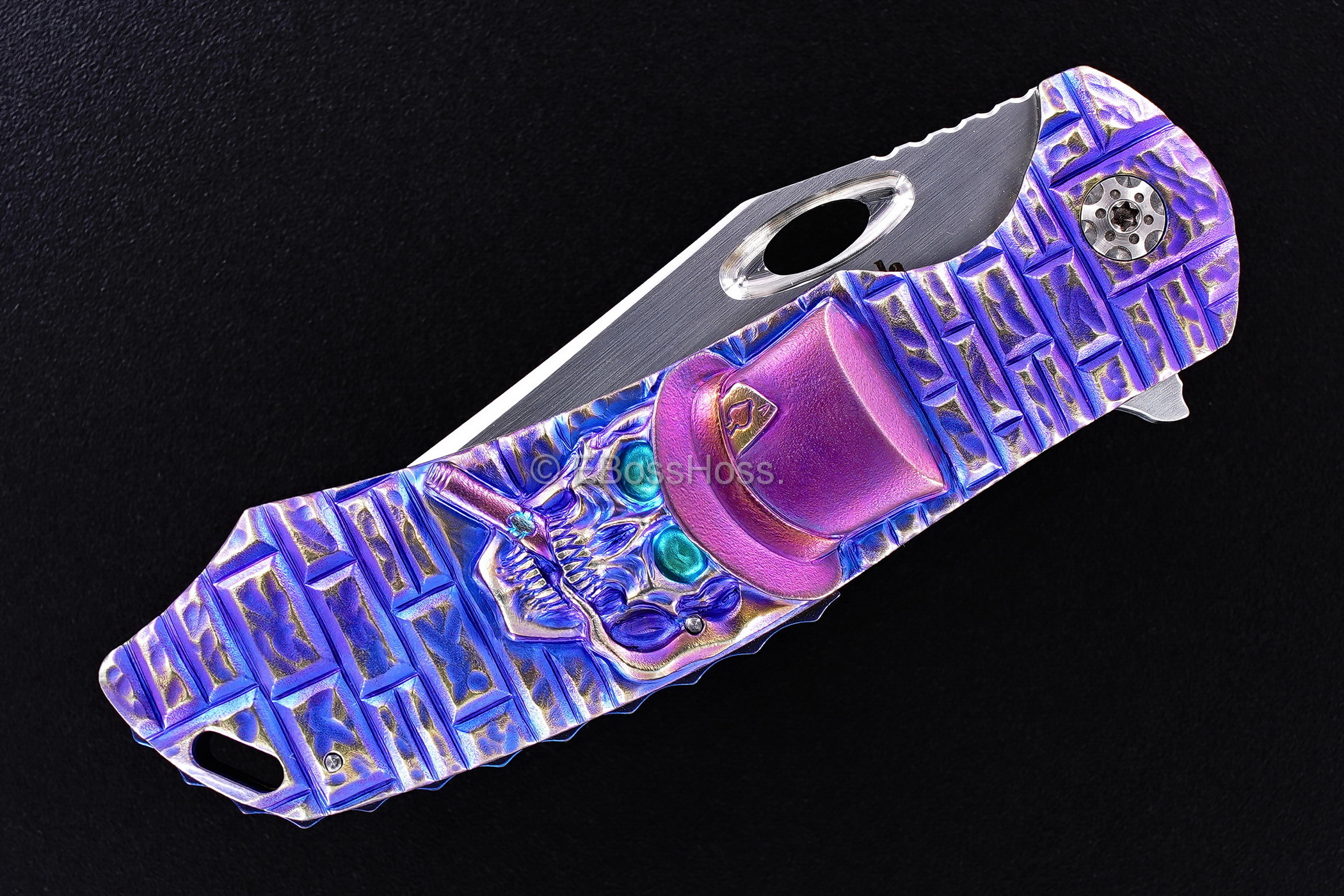 Rick Lala (Korth) Custom Carved Cigar Smoking Skull Phantom XL Flipper