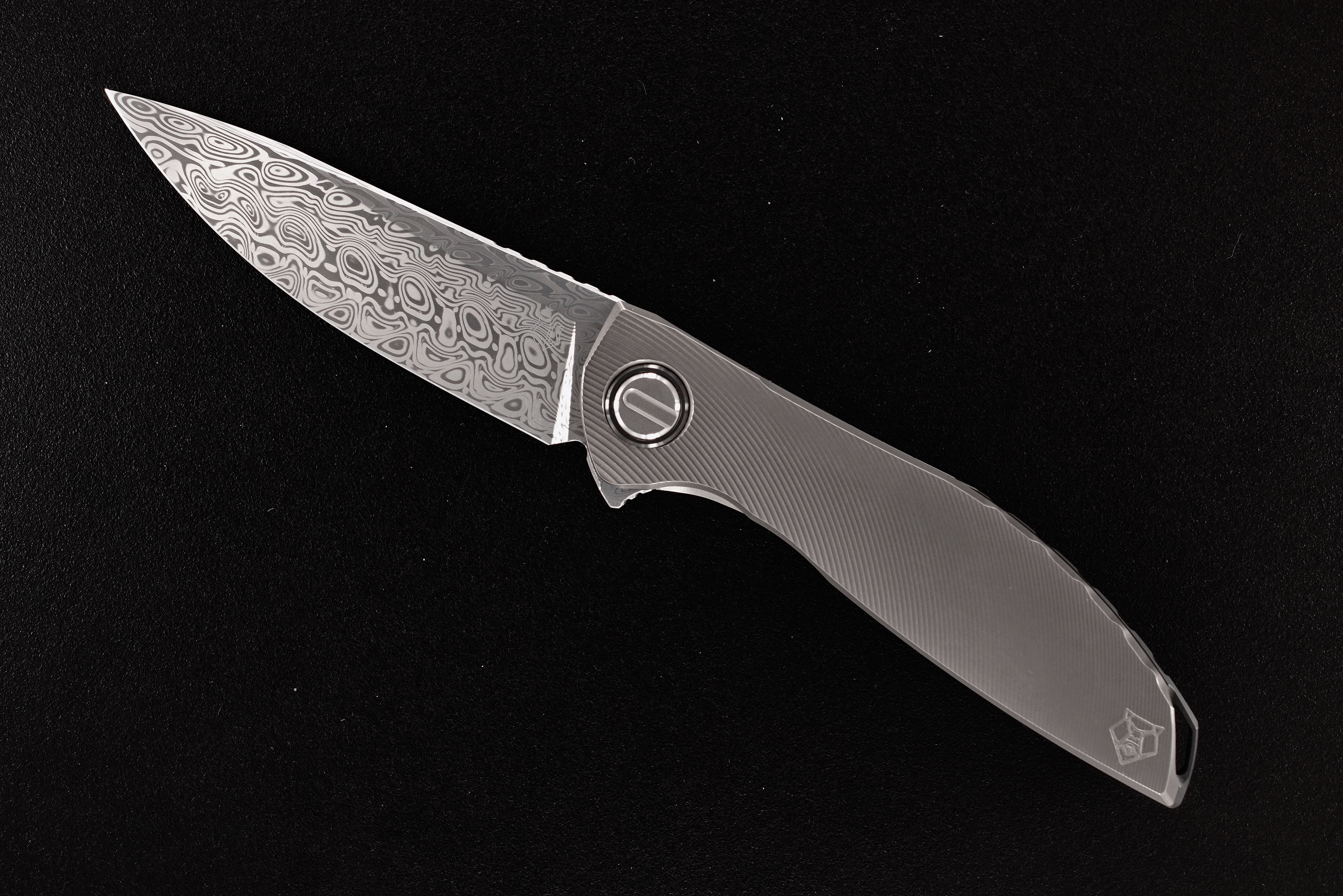 Sergey Shirogorov Custom Division Damasteel NeOn Flipper