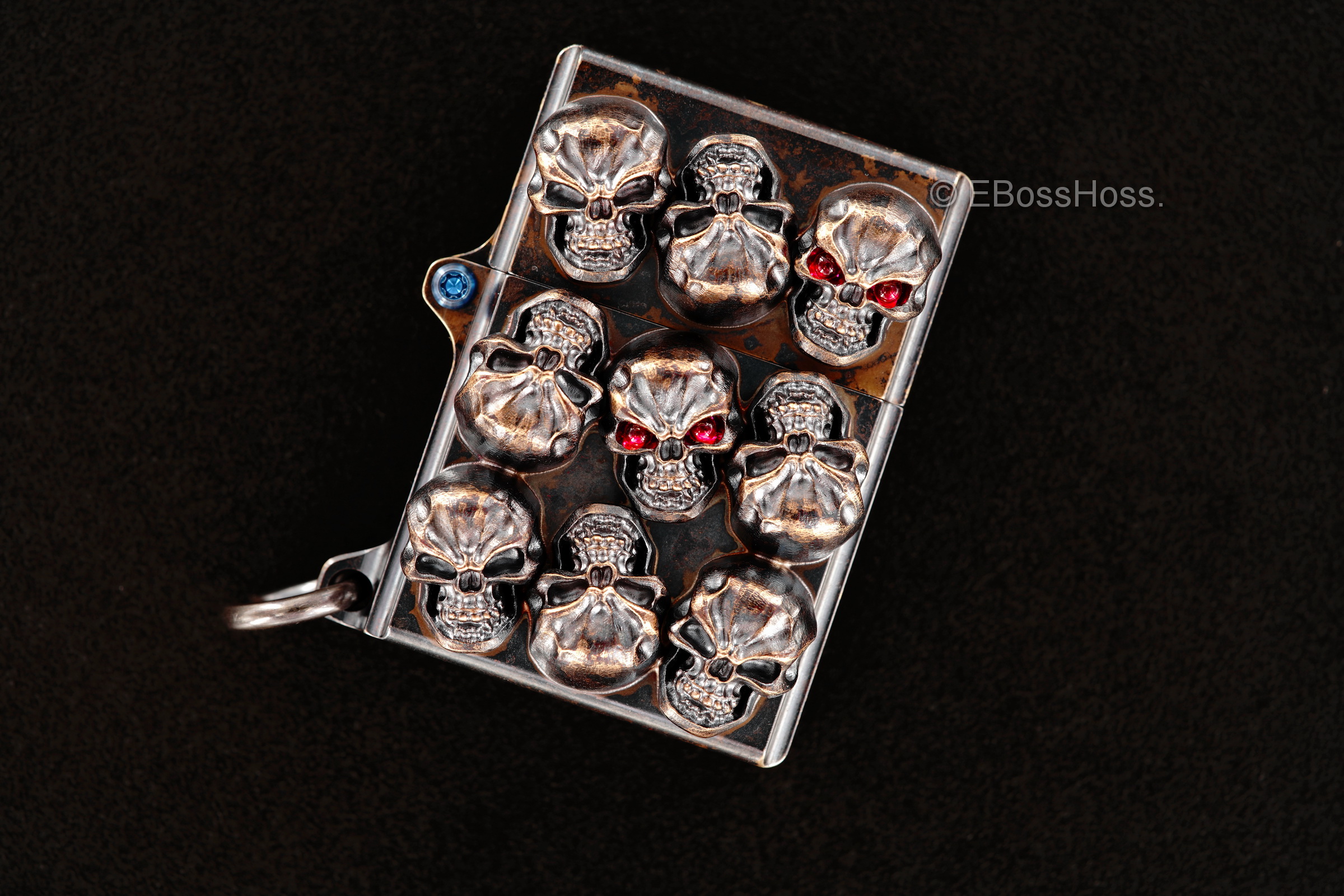 Steel Flame Custom Sledge Lighter - ONE - with Vigilant Hardness Skulls -- by Derrick Obatake