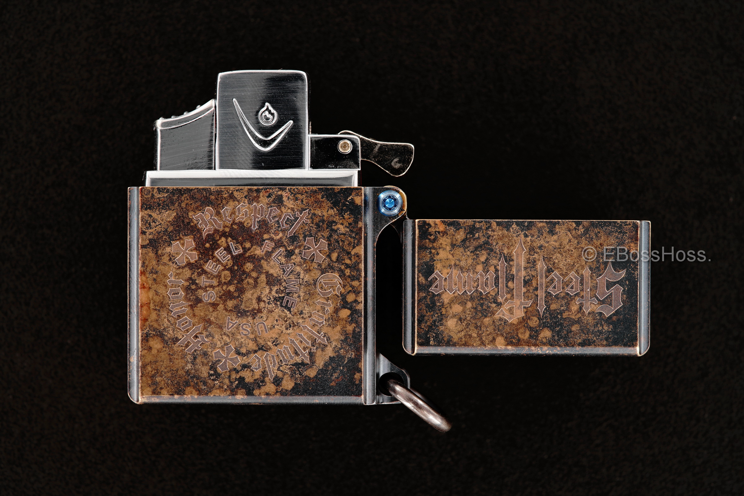 Steel Flame Custom Sledge Lighter - ONE - with Vigilant Hardness Skulls -- by Derrick Obatake