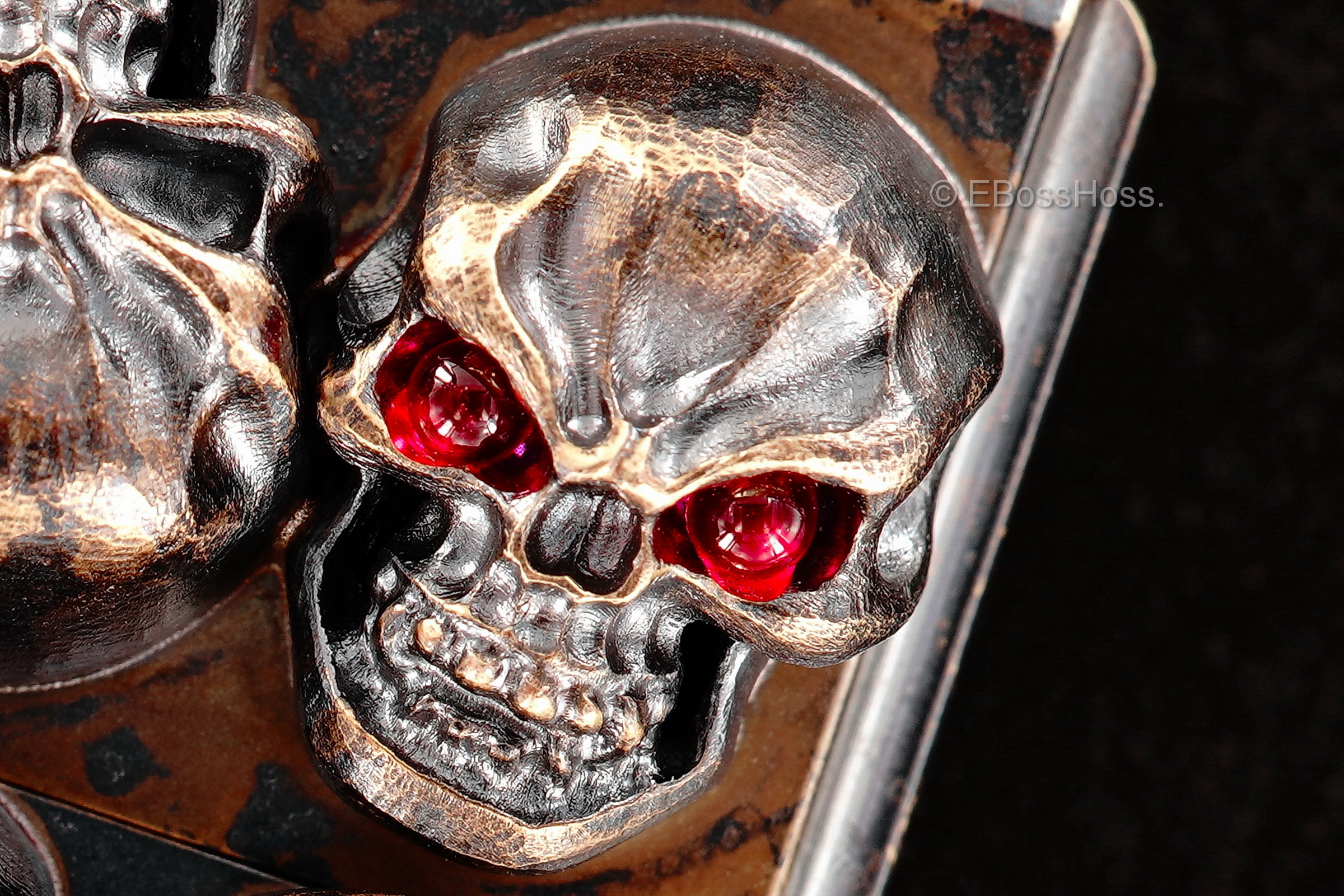 Steel Flame Custom Sledge Lighter - ONE - with Vigilant Hardness Skulls -- by Derrick Obatake