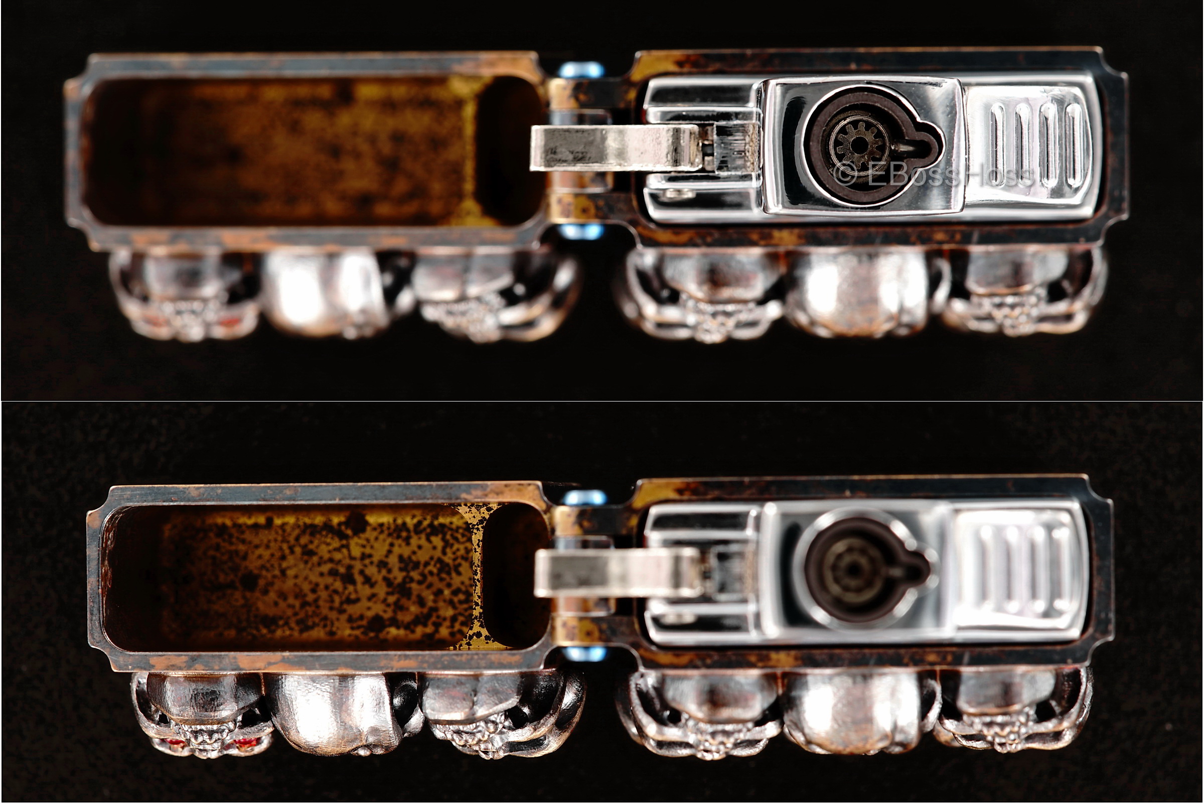 Steel Flame Custom Sledge Lighter - ONE - with Vigilant Hardness Skulls -- by Derrick Obatake