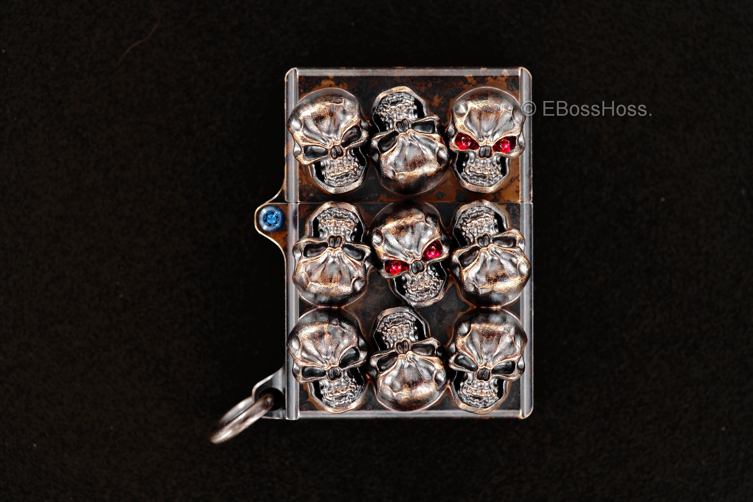 Steel Flame Custom Sledge Lighter - ONE - with Vigilant Hardness Skulls -- by Derrick Obatake