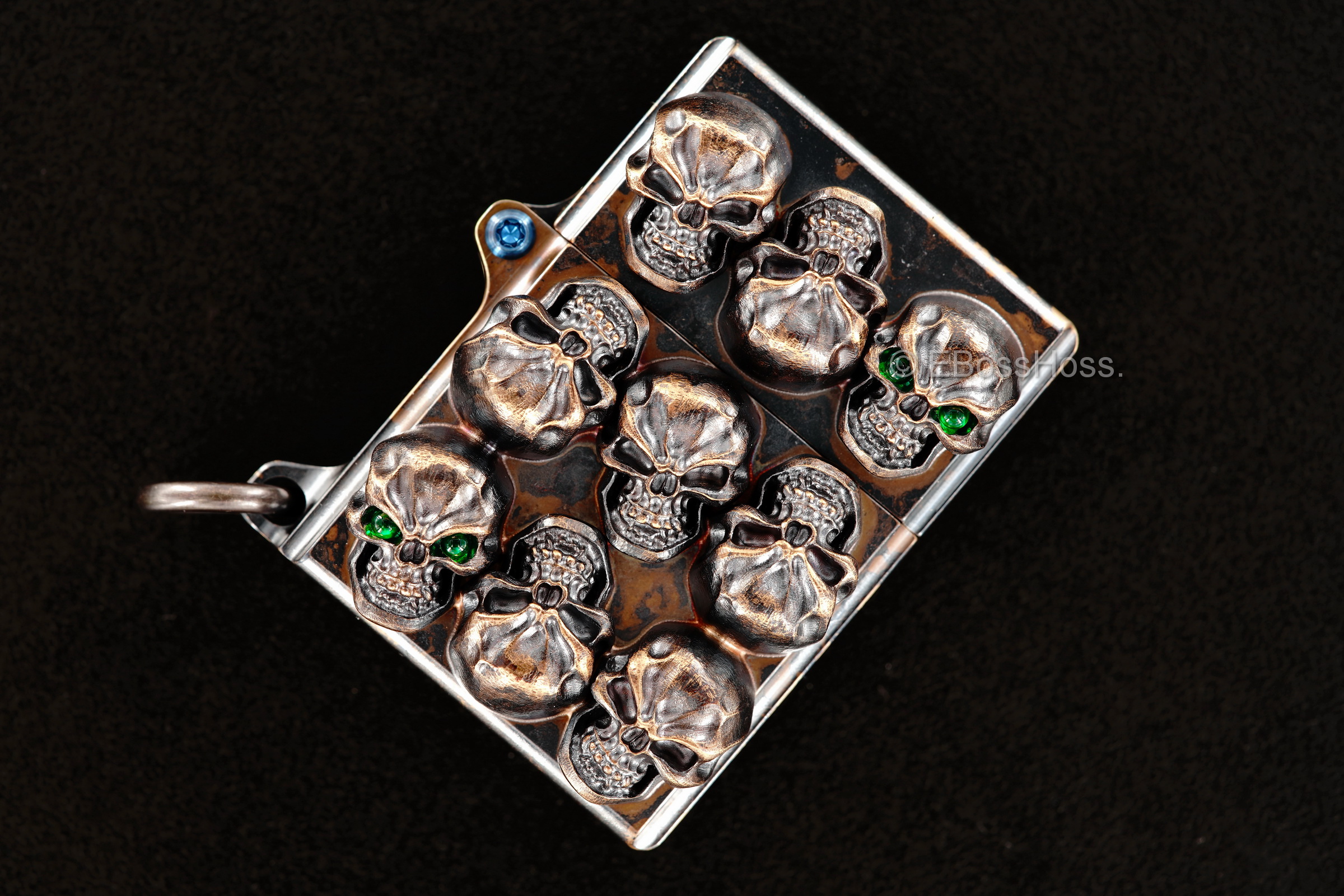 Steel Flame Custom Sledge Lighter - ONE - with Vigilant Hardness Skulls -- by Derrick Obatake