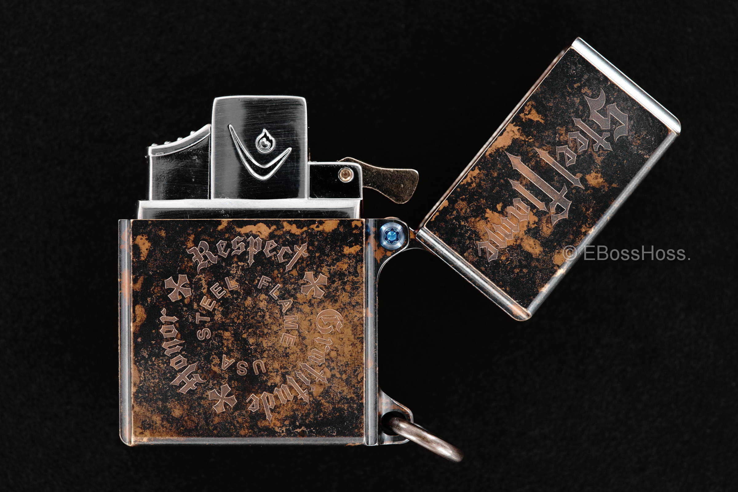 Steel Flame Custom Sledge Lighter - ONE - with Vigilant Hardness Skulls -- by Derrick Obatake
