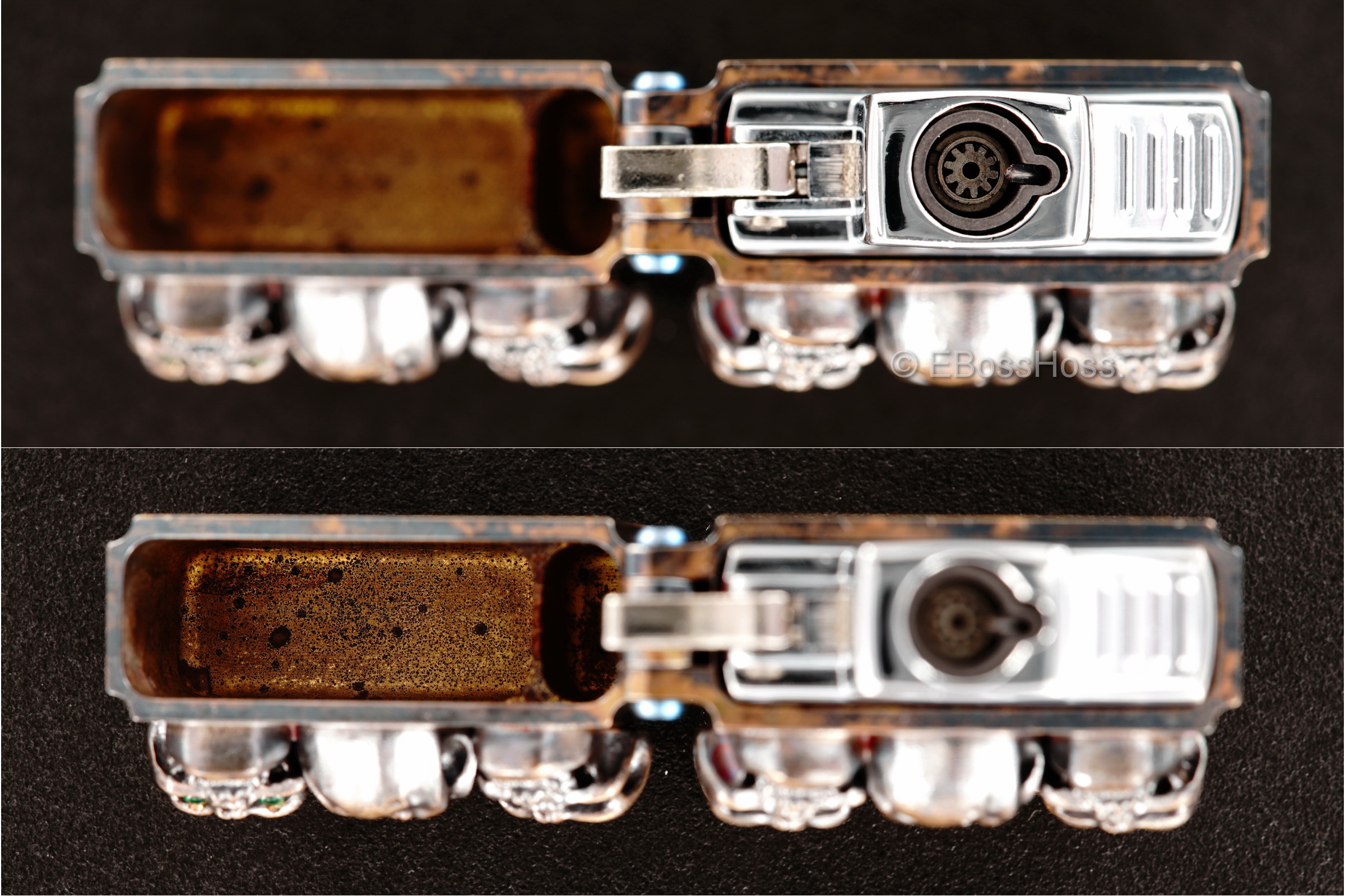 Steel Flame Custom Sledge Lighter - ONE - with Vigilant Hardness Skulls -- by Derrick Obatake