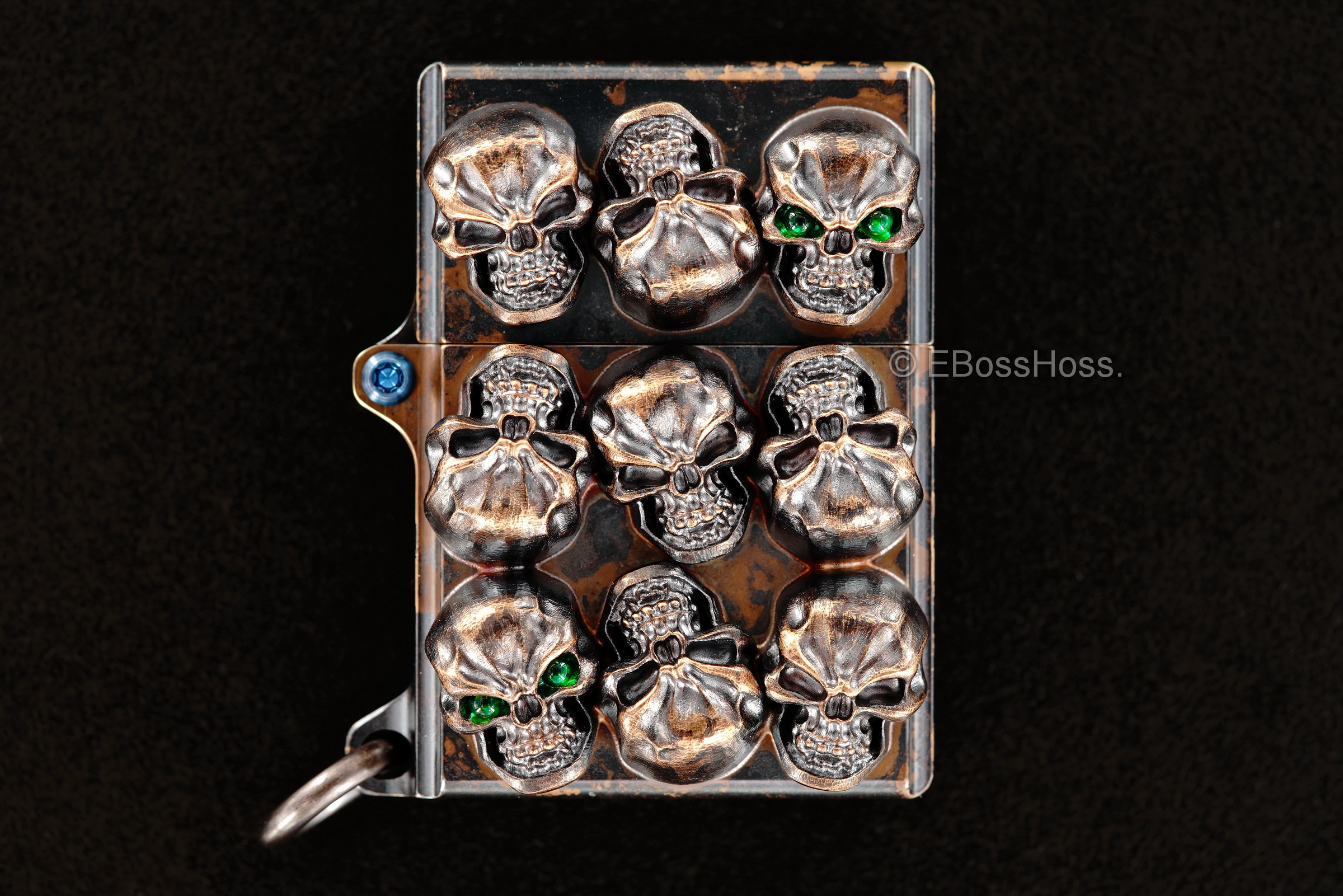 Steel Flame Custom Sledge Lighter - ONE - with Vigilant Hardness Skulls -- by Derrick Obatake