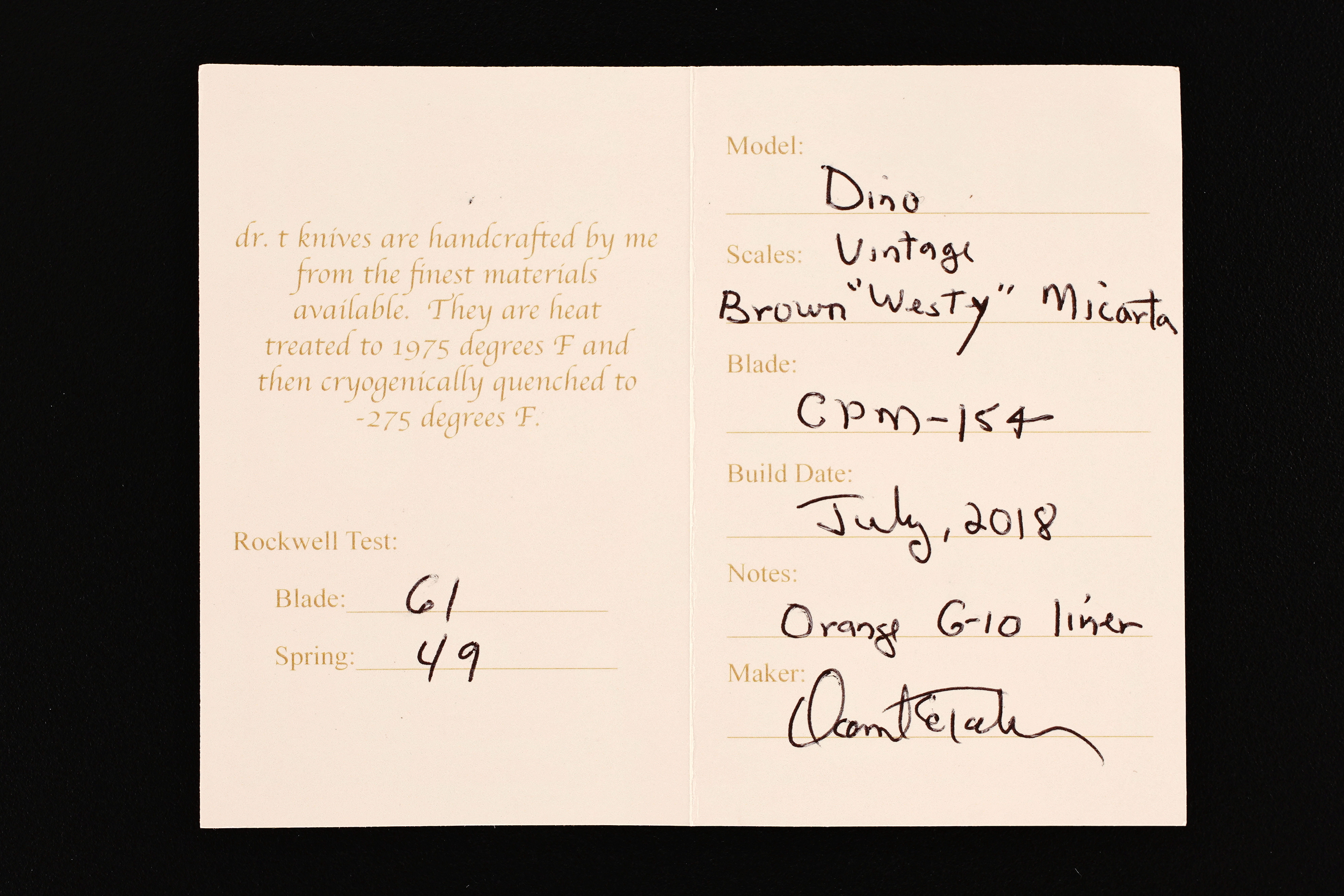 Dr T Knives / David Taber Custom Dino Slip Joint