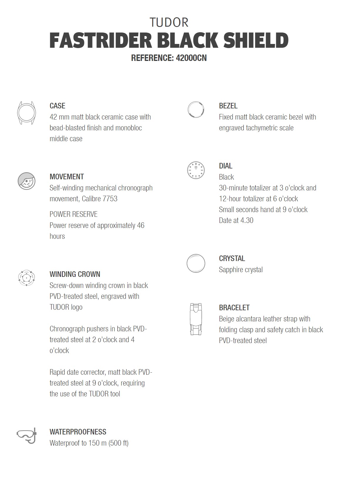 Tudor Black Shield Fastrider - Ref: 42000CN