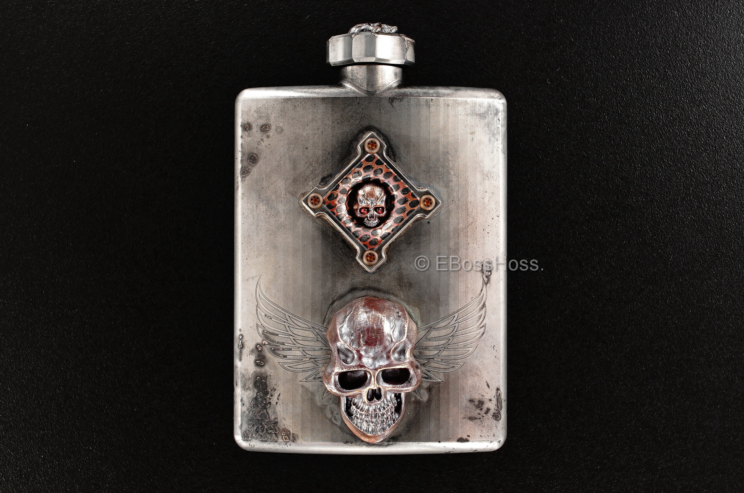 Steel Flame Custom Deluxe Sledge Flask with Dip Stick