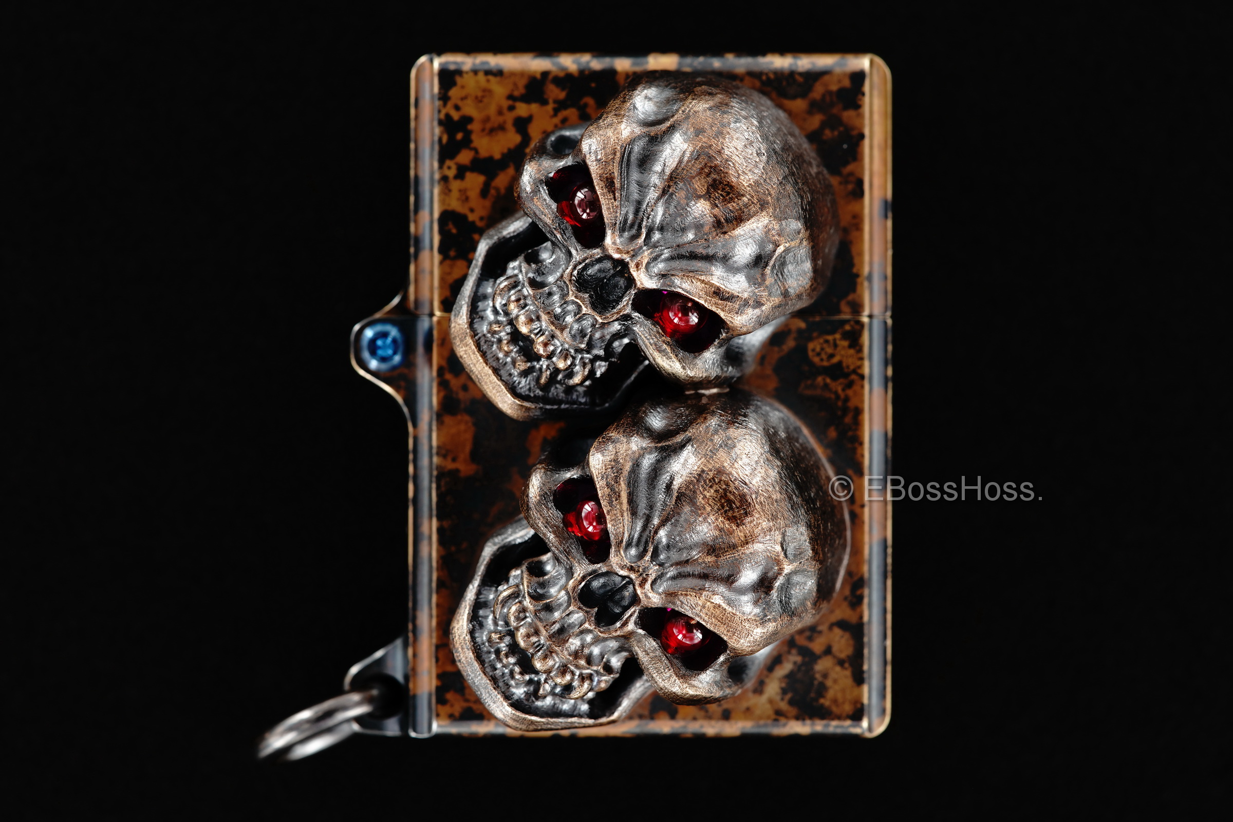 Steel Flame Custom Sledge Lighter - ONE - with XL Hardness Vigilant Skulls -- by Derrick Obatake