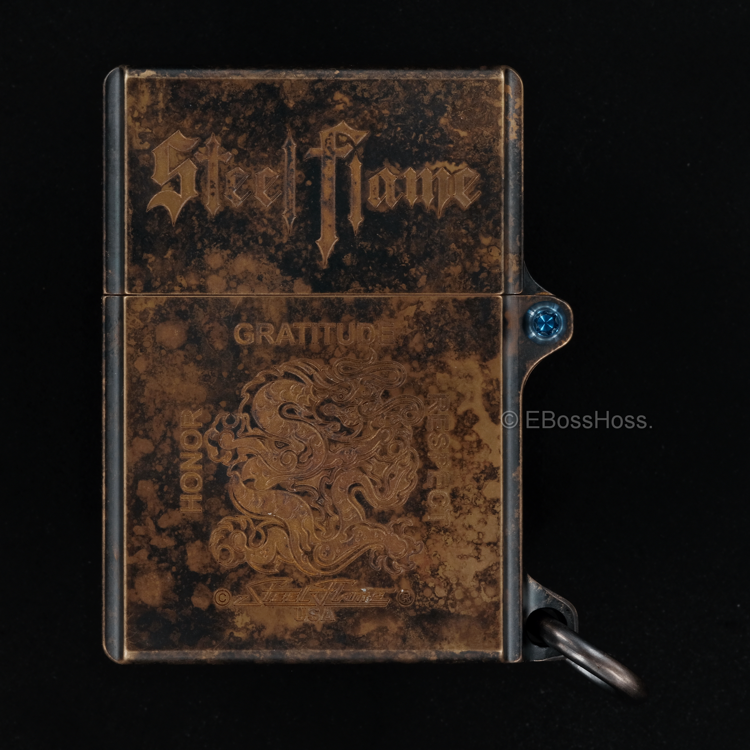 Steel Flame Custom Sledge Lighter - ONE - with XL Haynna Vigilant Skulls -- by Derrick Obatake