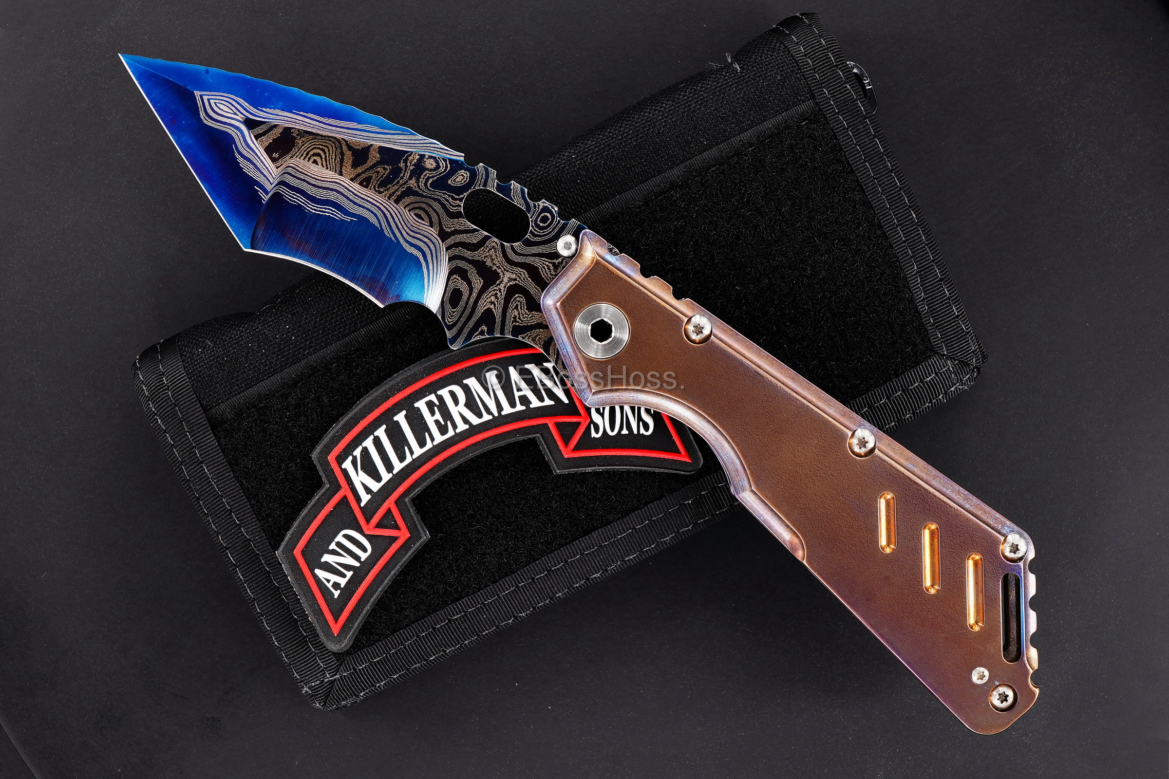 Mick Strider Custom (MSC) Cobalt-San Mai Damascus XL - Nightmare Tanto