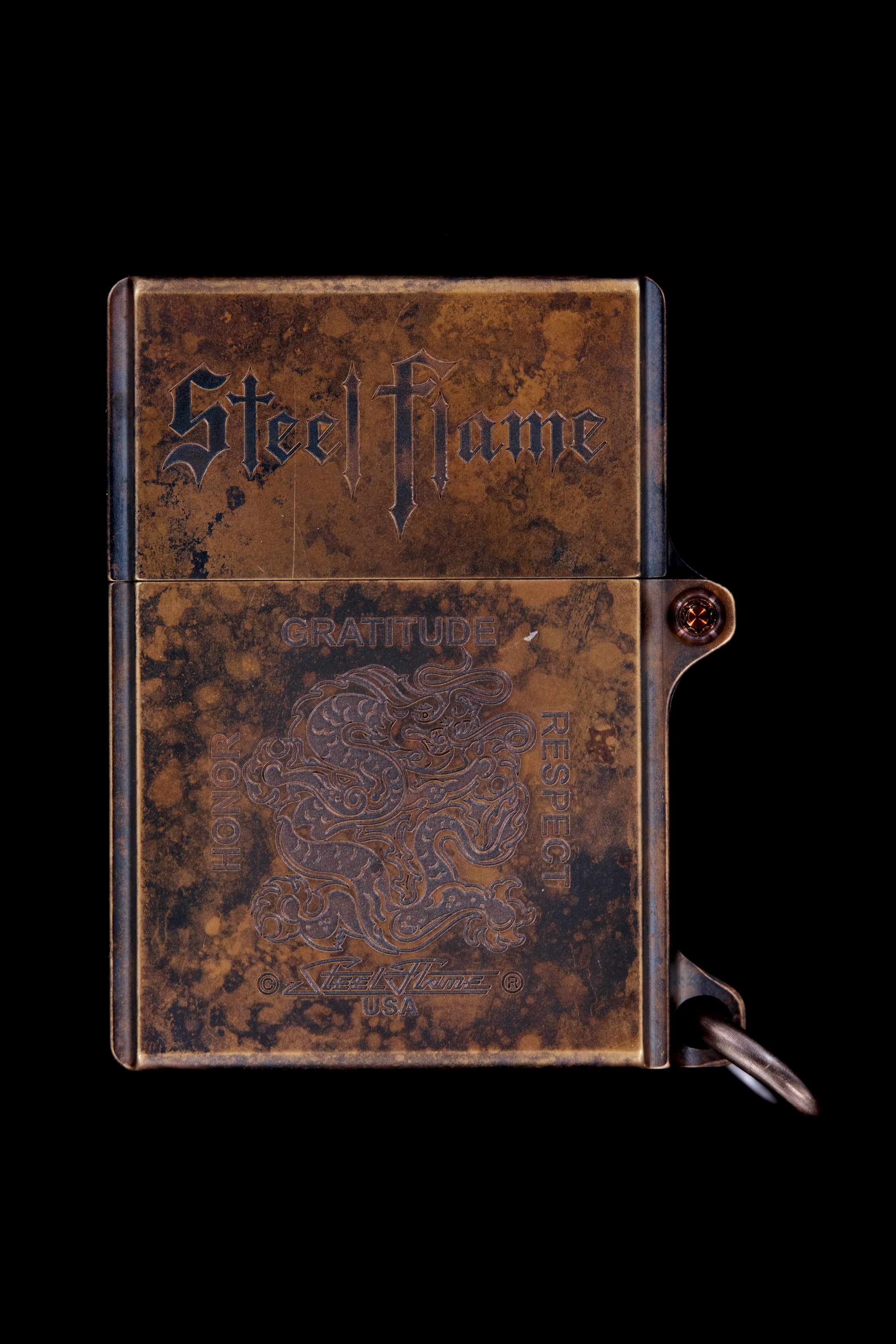 Steel Flame Custom Sledge Lighter - ONE - with Vigilant Hardness Skulls -- by Derrick Obatake