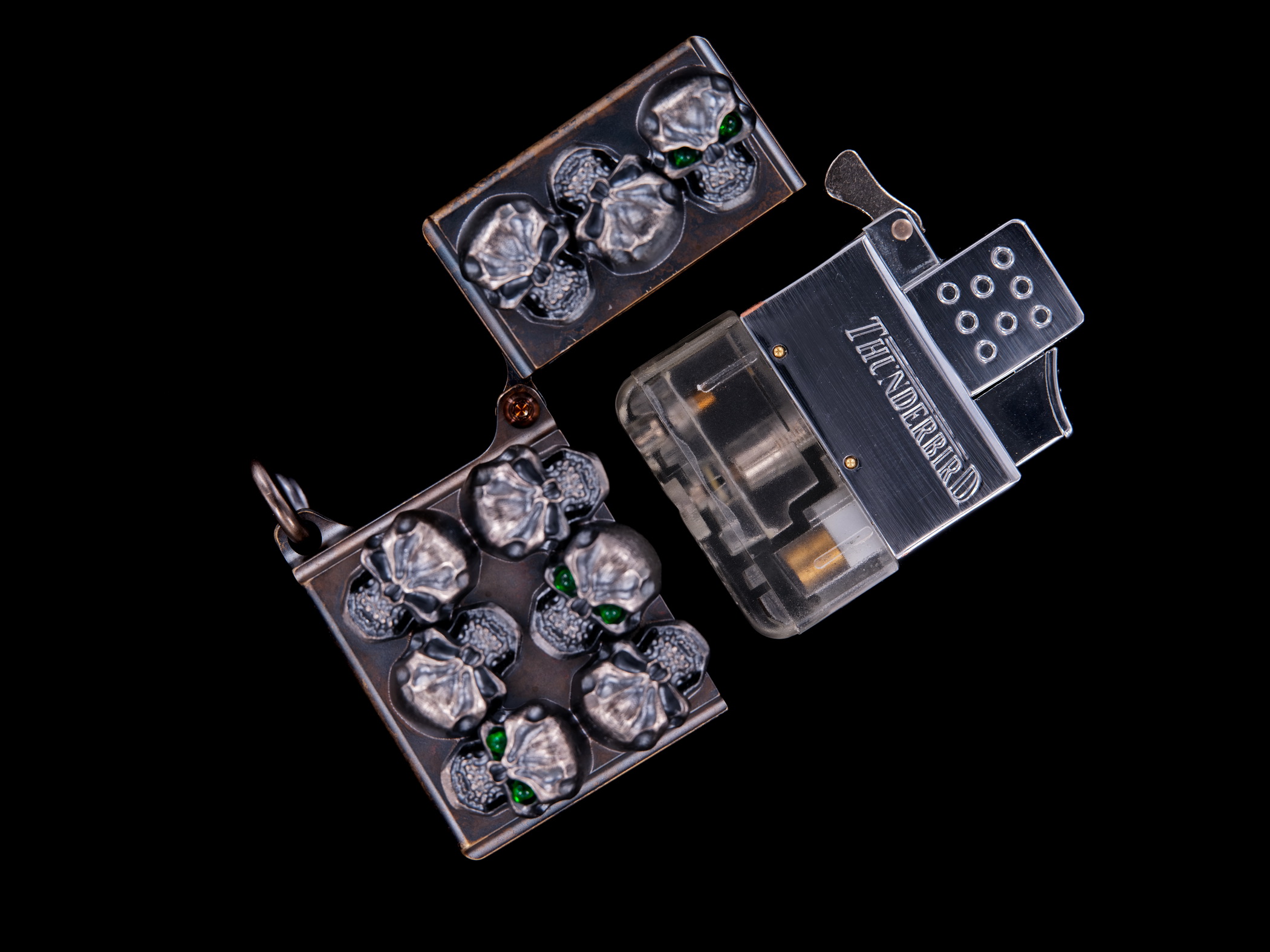 Steel Flame Custom Sledge Lighter - ONE - with Vigilant Hardness Skulls -- by Derrick Obatake