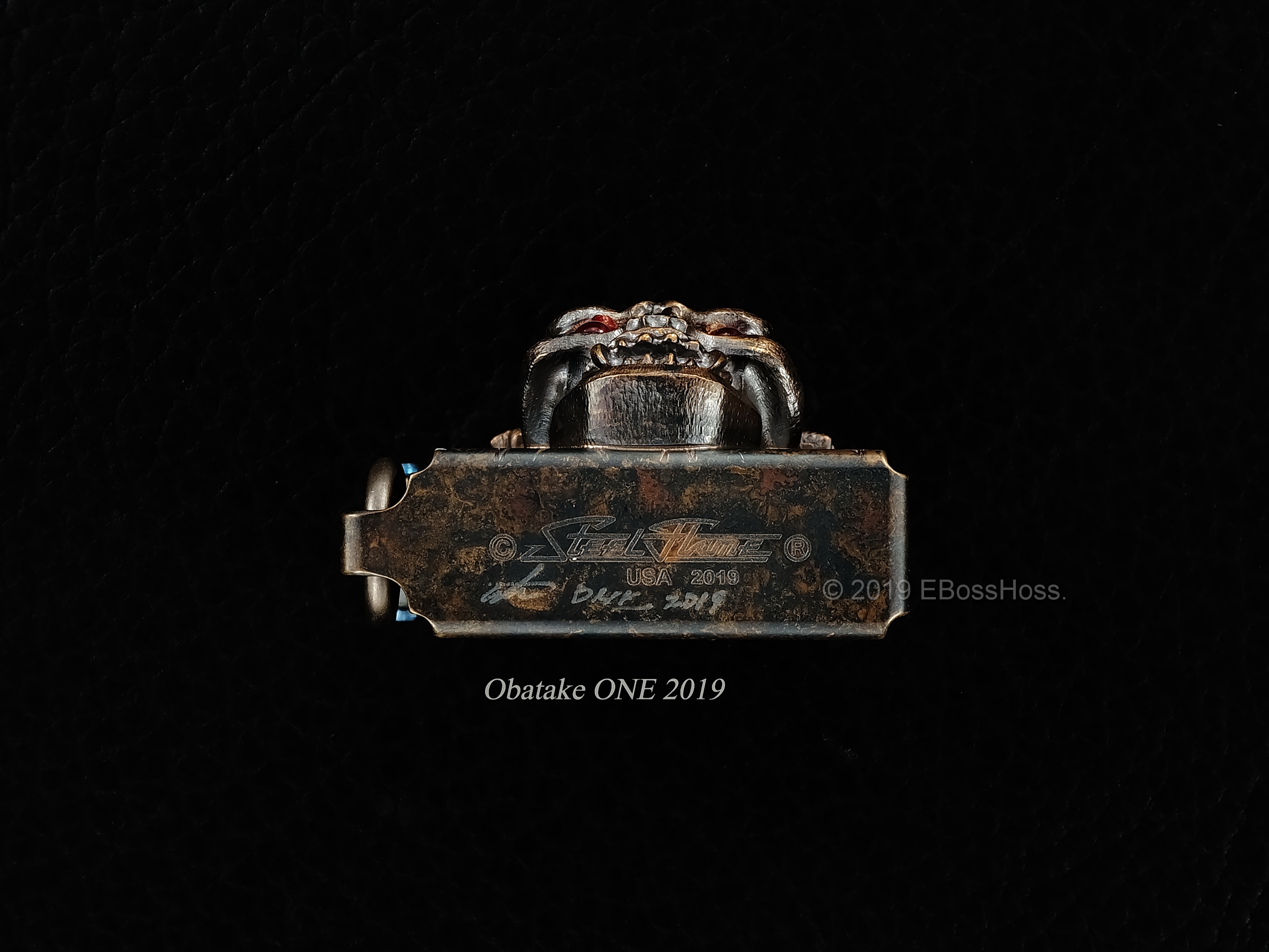 Steel Flame -ONE- Custom Sledge Lighter with XL Hannya Vigilant Skull & Dragon Menuki - by Derrick Obatake Dragon Menuki