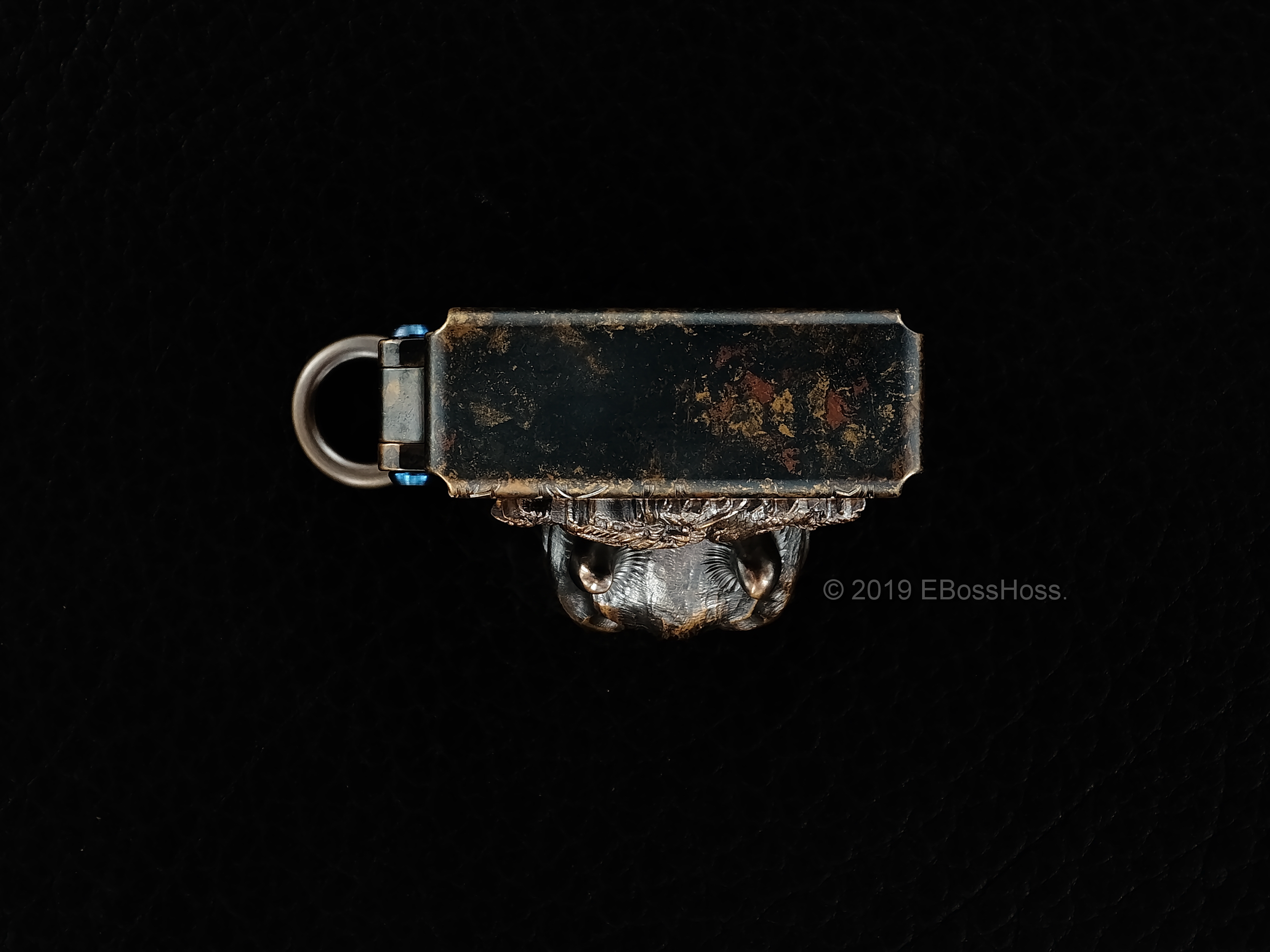 Steel Flame -ONE- Custom Sledge Lighter with XL Hannya Vigilant Skull & Dragon Menuki - by Derrick Obatake Dragon Menuki