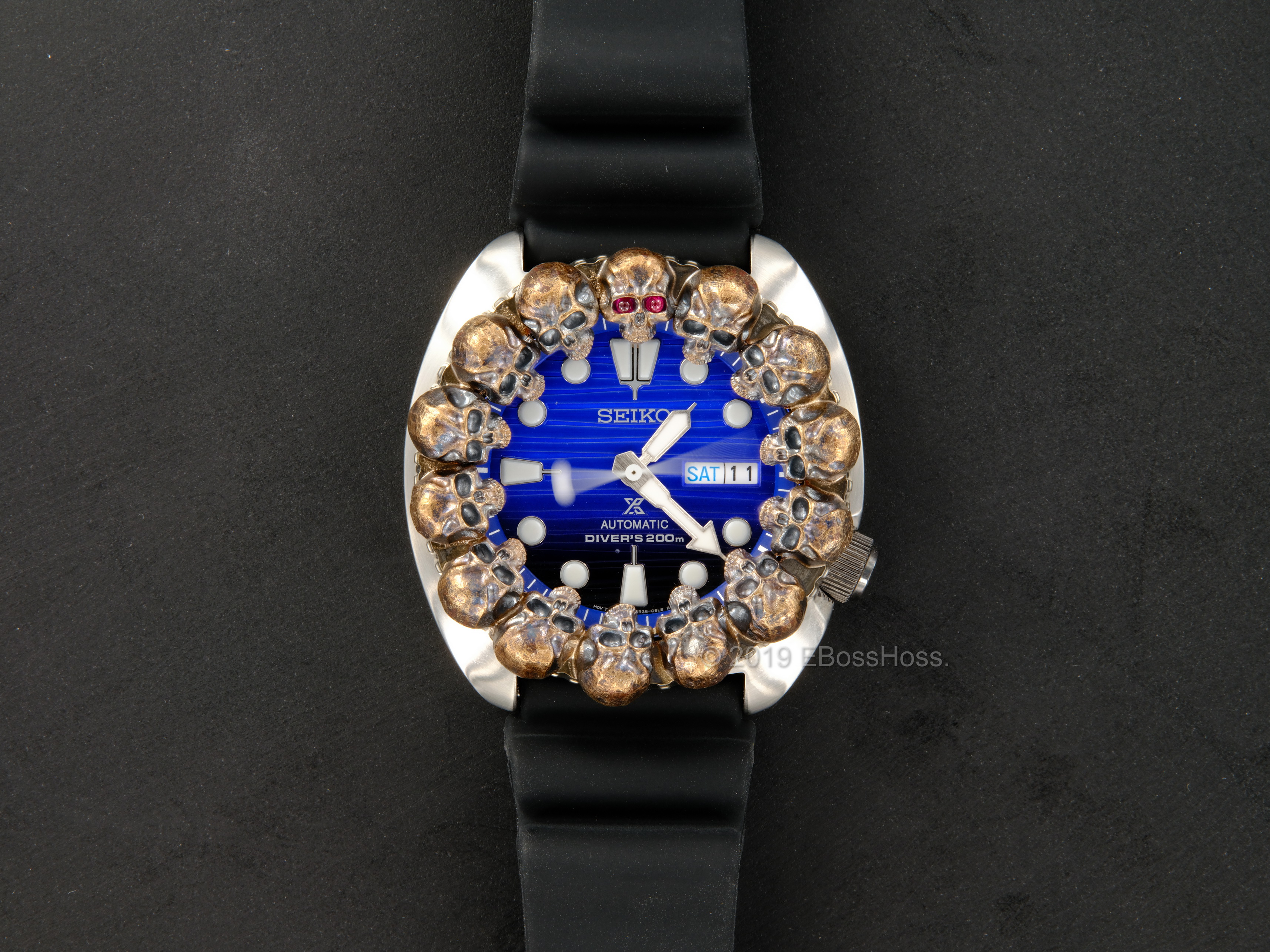 Steel Flame Custom Skulls Vigilant ONE Seiko Turtle Limited Edition Prospex SRPC91 SAVE THE OCEAN - by Derrick Obatake