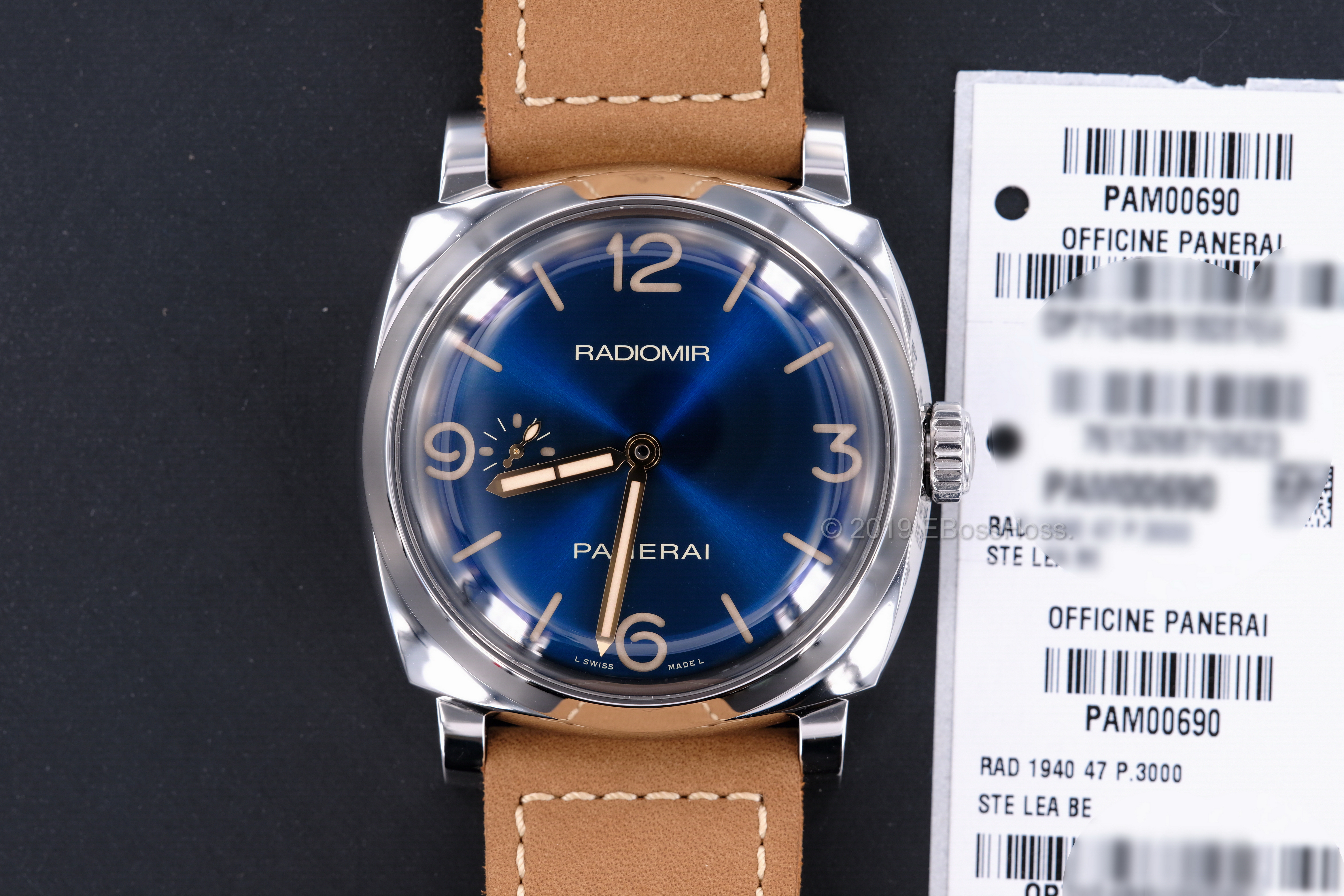 Panerai Officine 690 - PAM00690 Radiomir 1940 Acciaio SS 47MM Blue Sunbrust Sandwich Dial