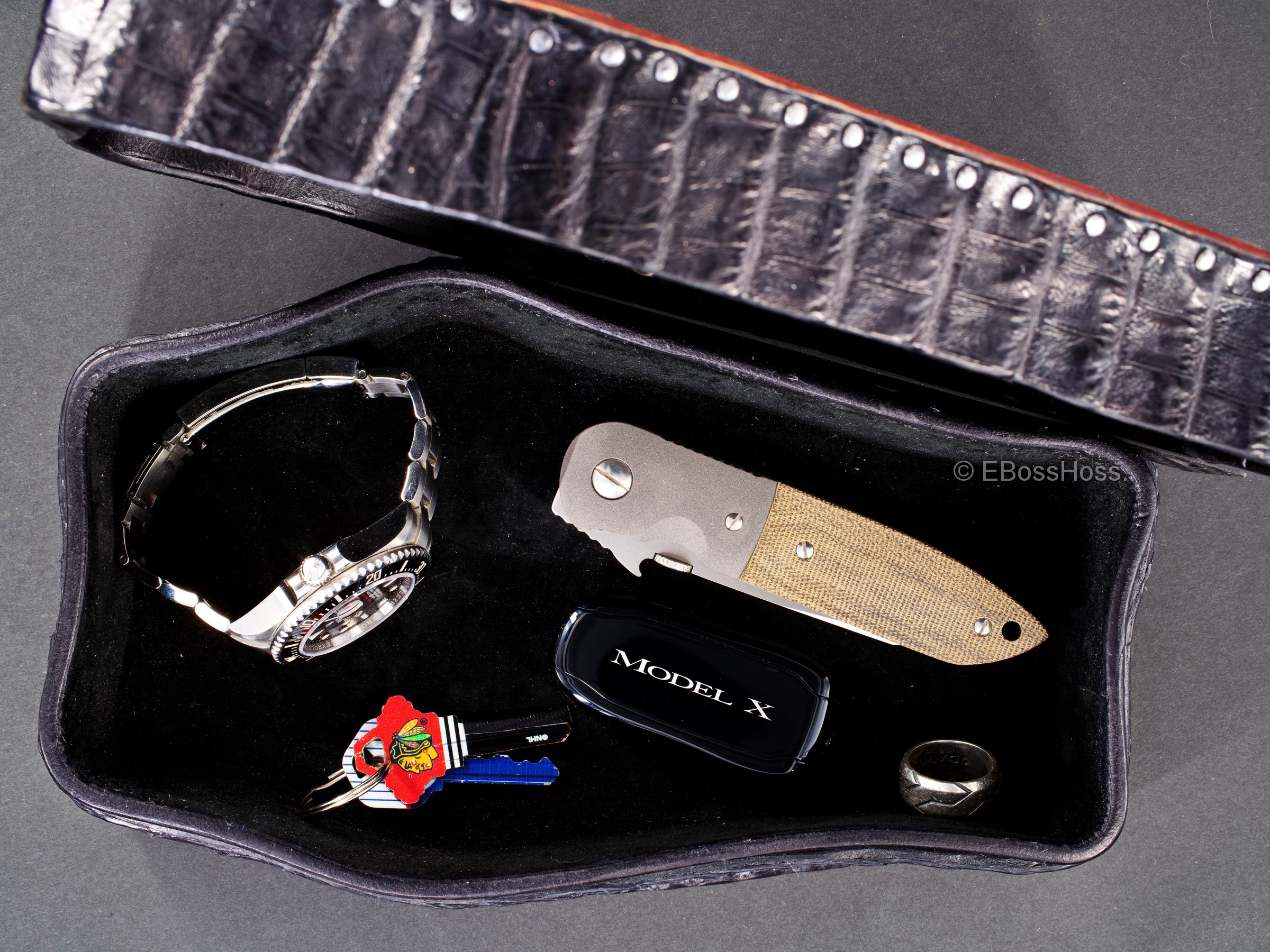 Starlingear Hand-made Alligator Coffin Box with Gator Hinges by Greg Everett, Leathersmith