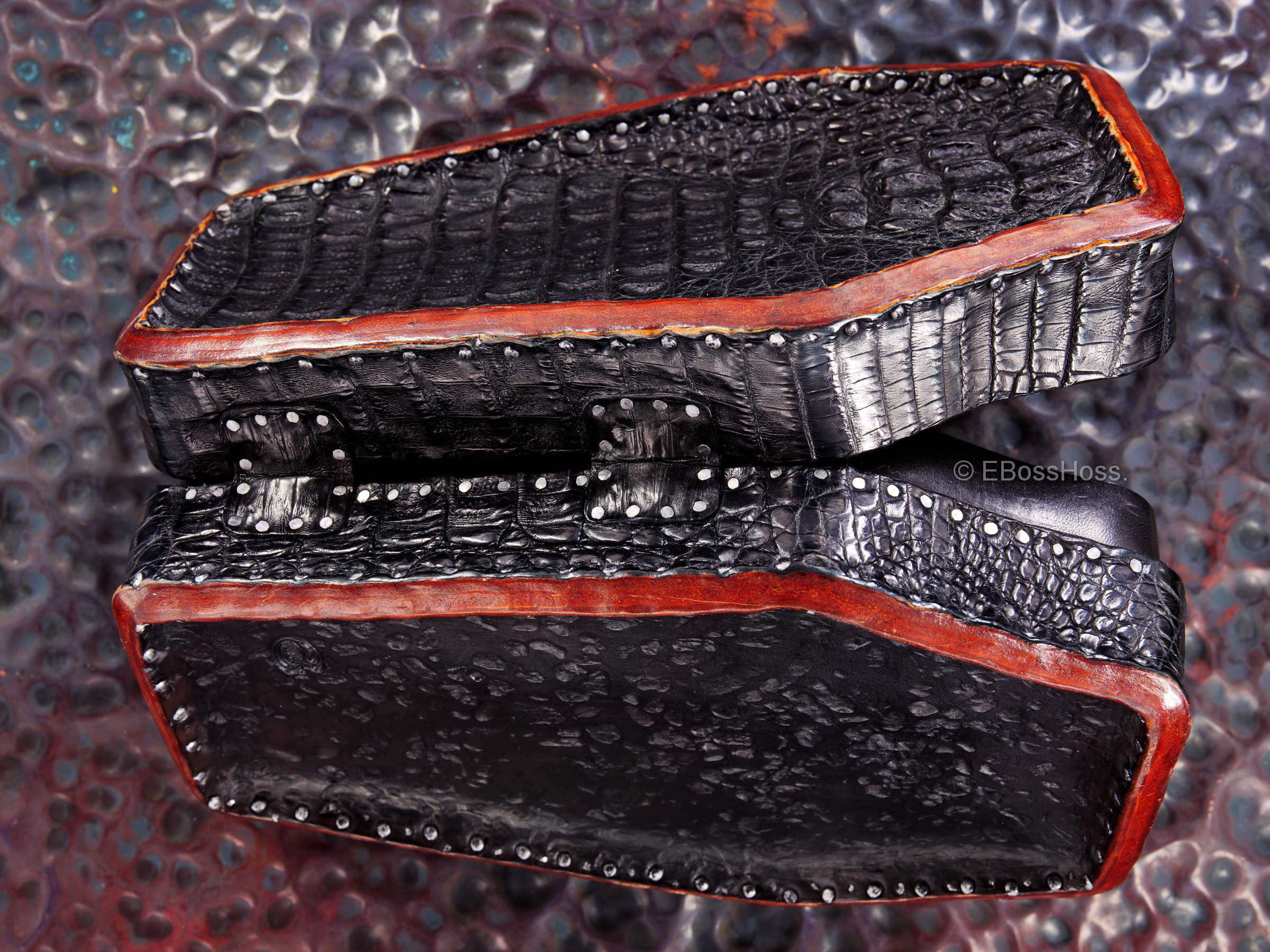 Starlingear Hand-made Alligator Coffin Box with Gator Hinges by Greg Everett, Leathersmith