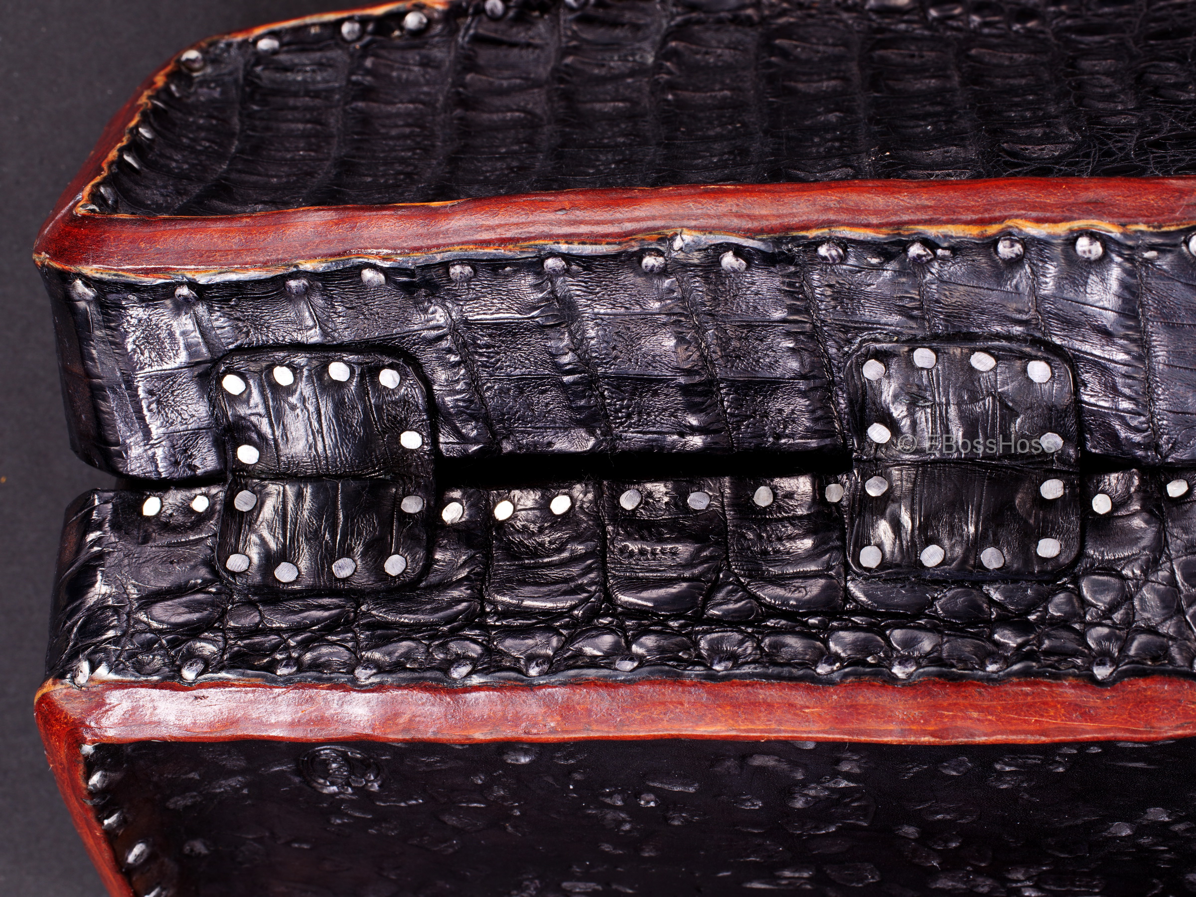 Starlingear Hand-made Alligator Coffin Box with Gator Hinges by Greg Everett, Leathersmith