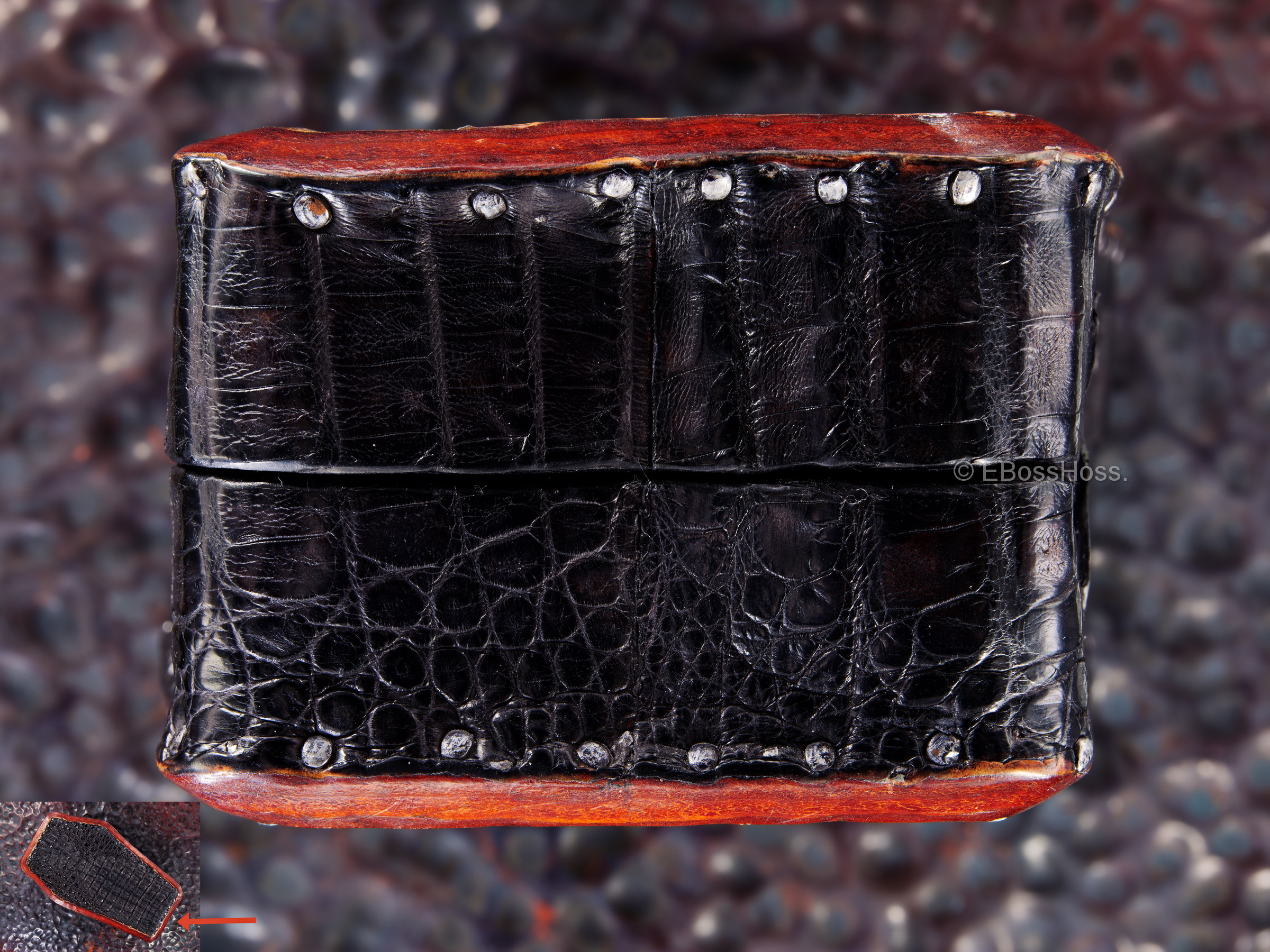 Starlingear Hand-made Alligator Coffin Box with Gator Hinges by Greg Everett, Leathersmith