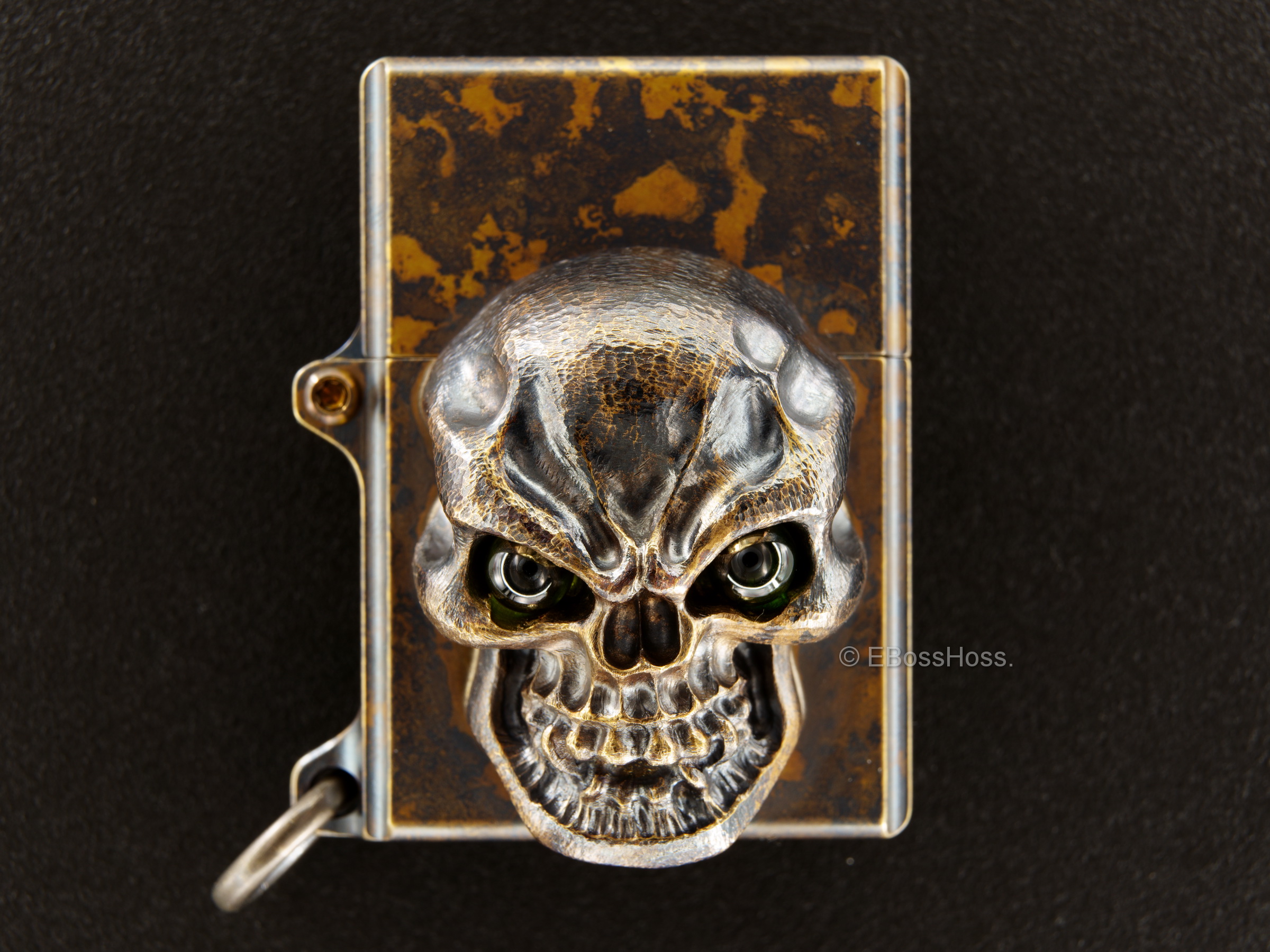 Steel Flame -ONE- Custom Sledge Lighter - with a Goliath Olive Green Vigilant Hardness -- by Derrick Obatake
