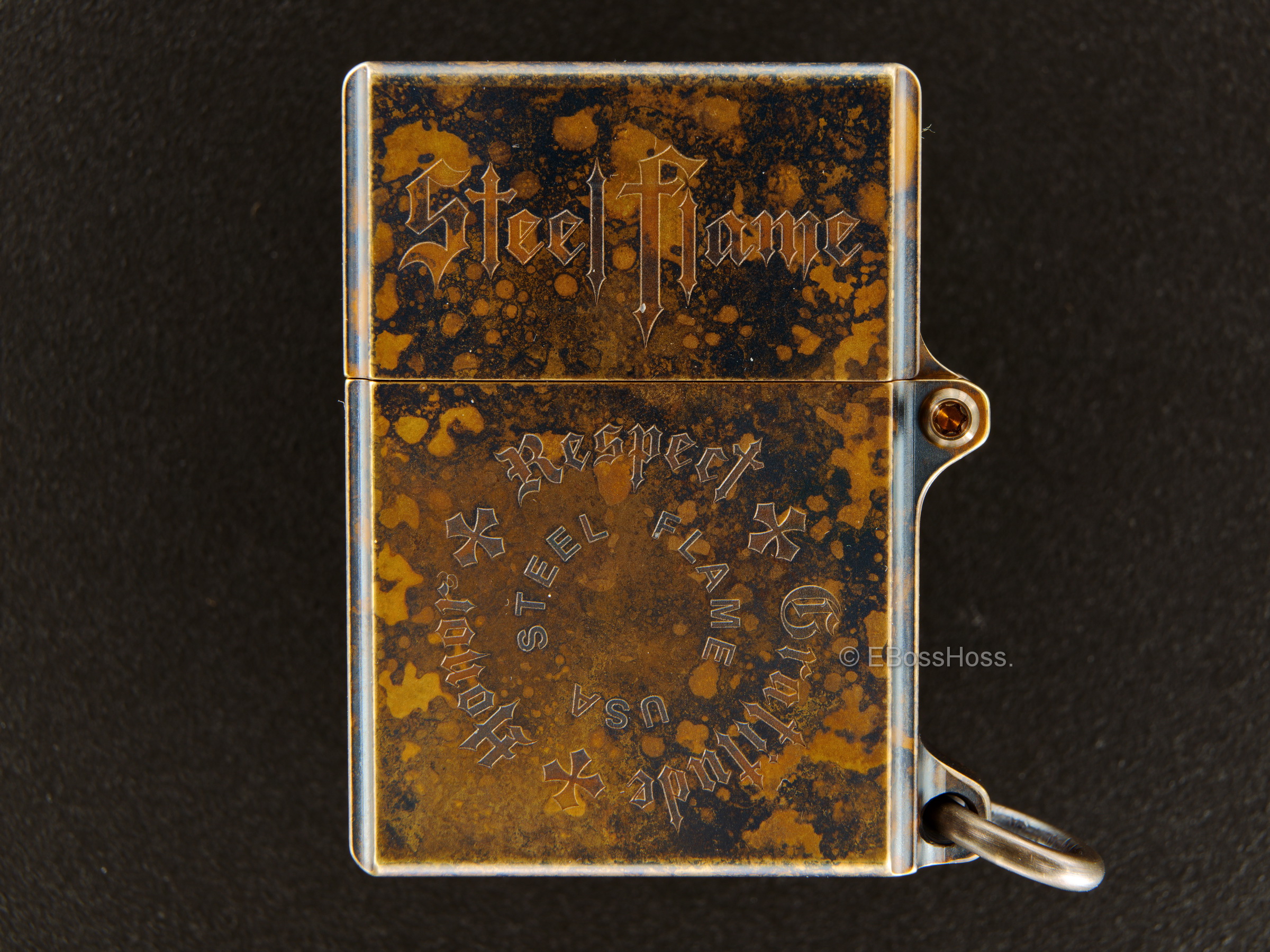 Steel Flame -ONE- Custom Sledge Lighter - with a Goliath Olive Green Vigilant Hardness -- by Derrick Obatake